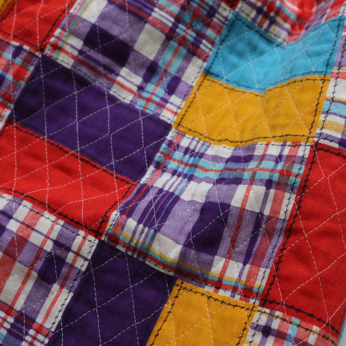 Colorful patchwork plaid cotton skirt