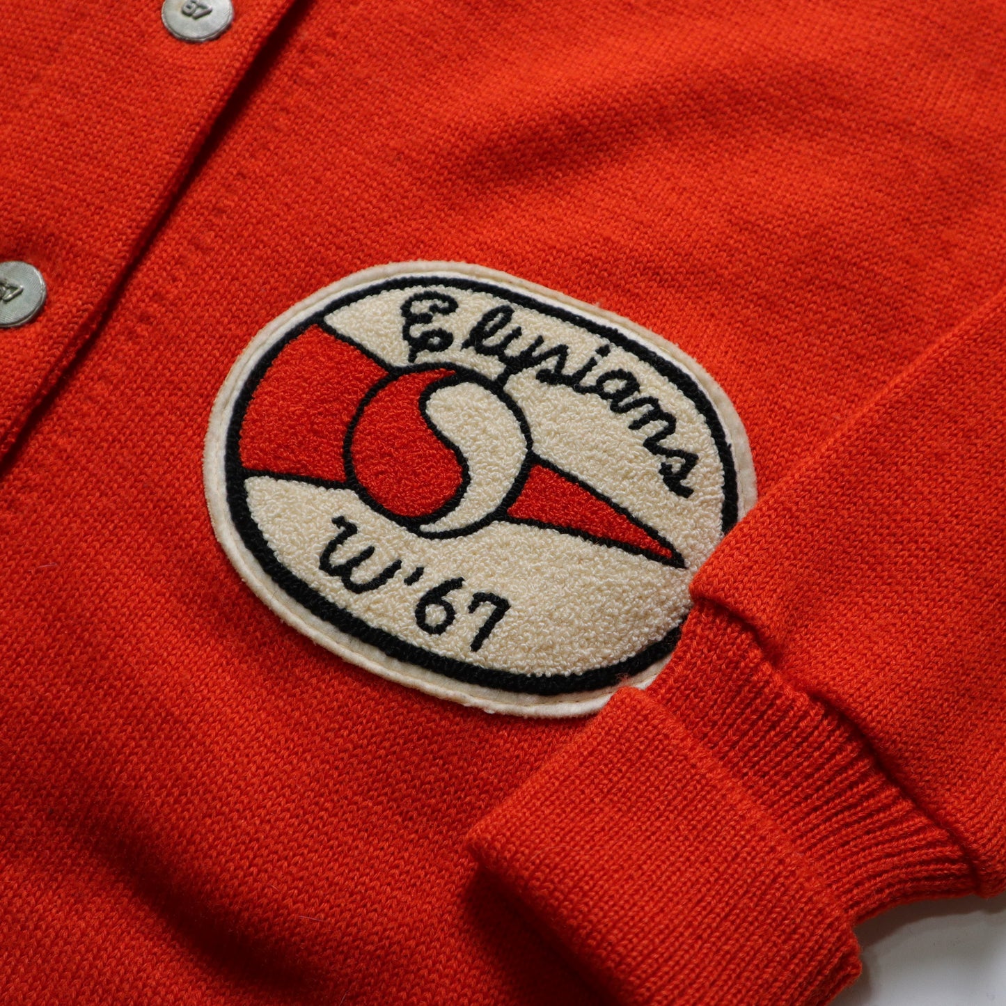1960 年代 Varsity カーディガン オレンジ キャンパス ウール ニット ジャケット