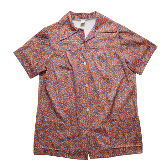 1980s USA-made floral arrow collar shirt in polyester fabric