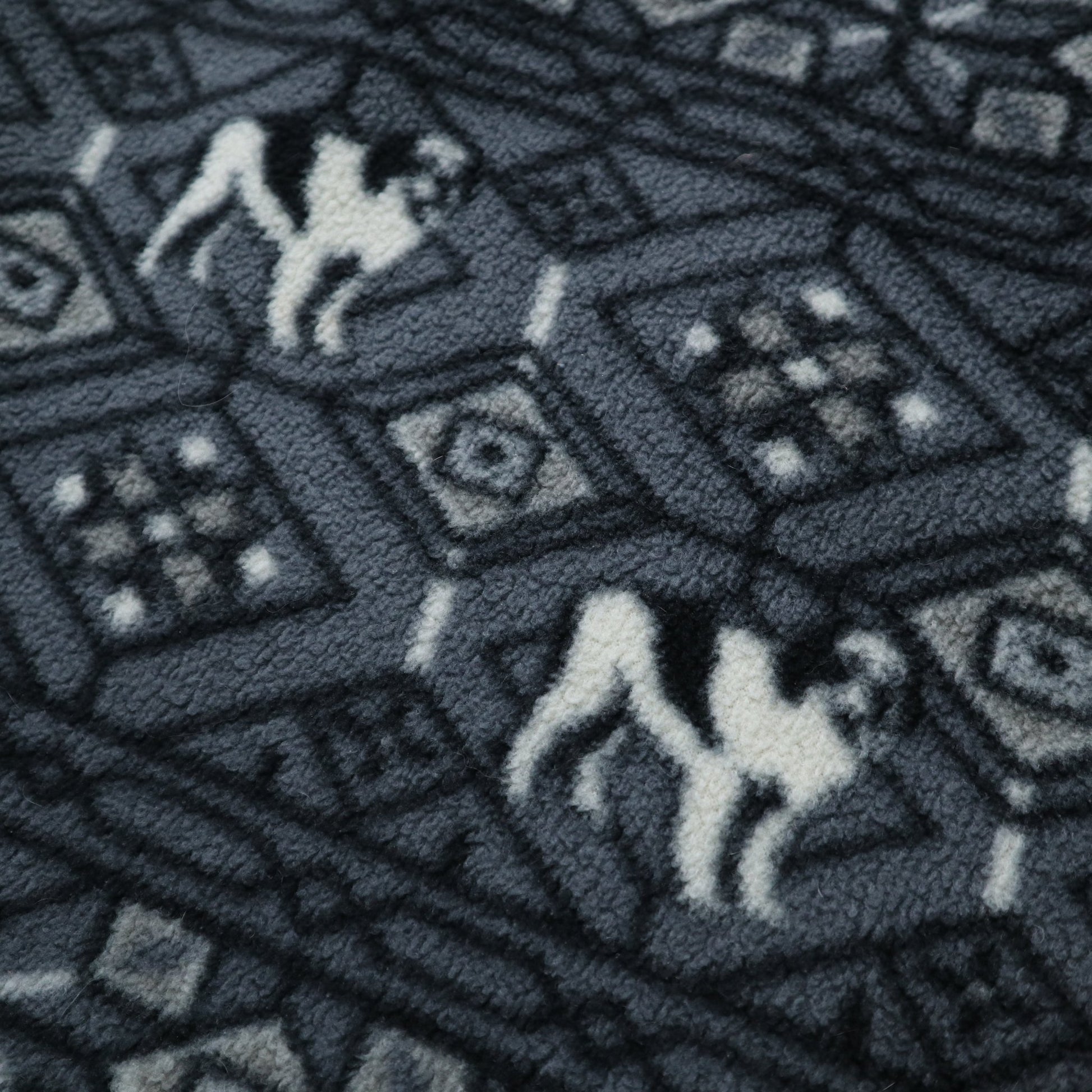 Big Dogs 灰色滿版圖騰抓毛絨套頭衫 - 富士鳥古著