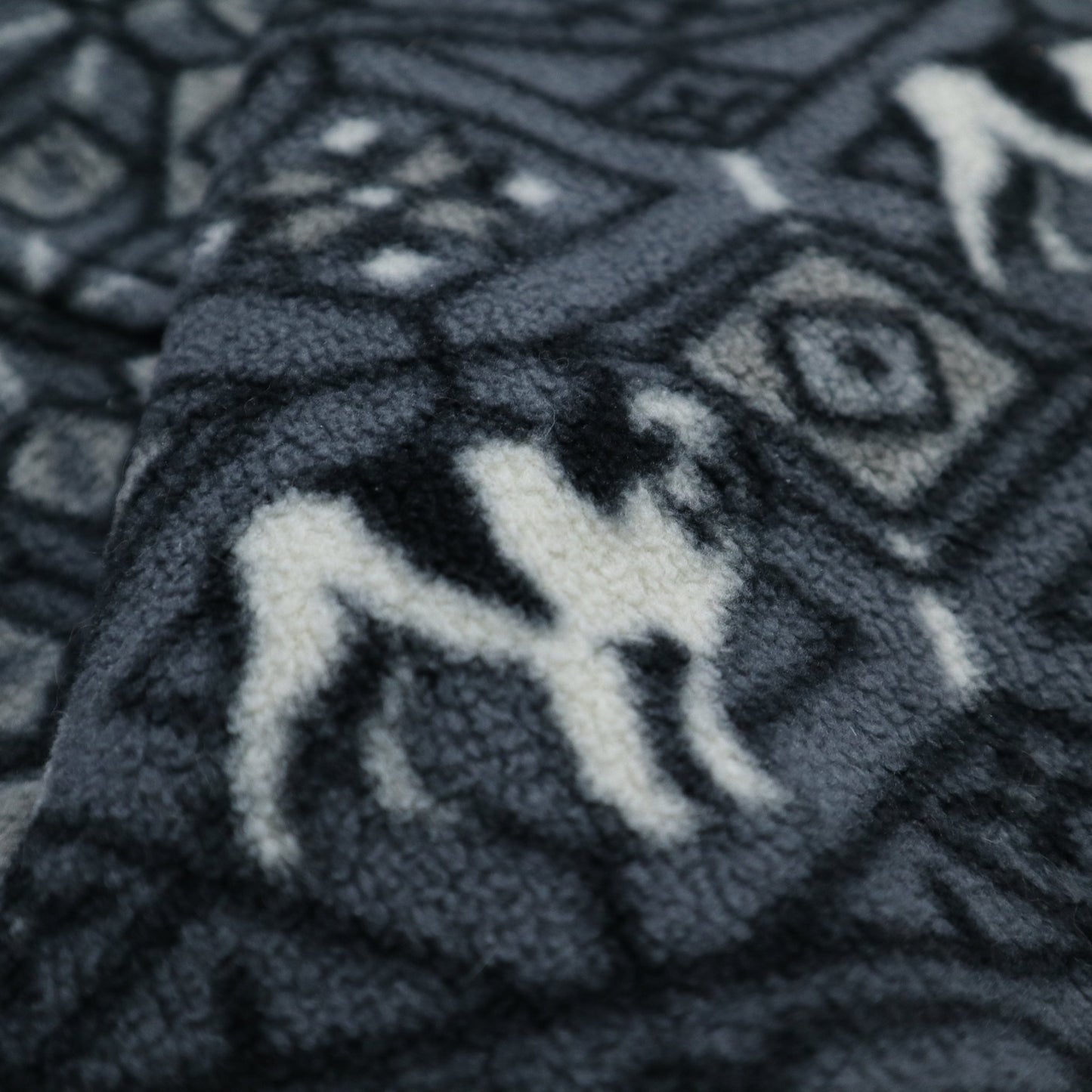 Big Dogs 灰色滿版圖騰抓毛絨套頭衫 - 富士鳥古著