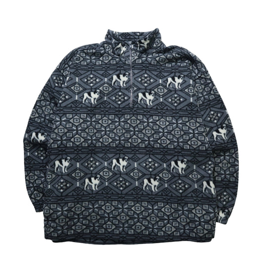 Big Dogs 灰色滿版圖騰抓毛絨套頭衫 - 富士鳥古著