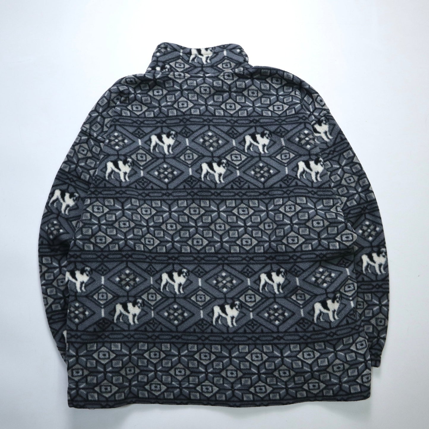 Big Dogs 灰色滿版圖騰抓毛絨套頭衫 - 富士鳥古著