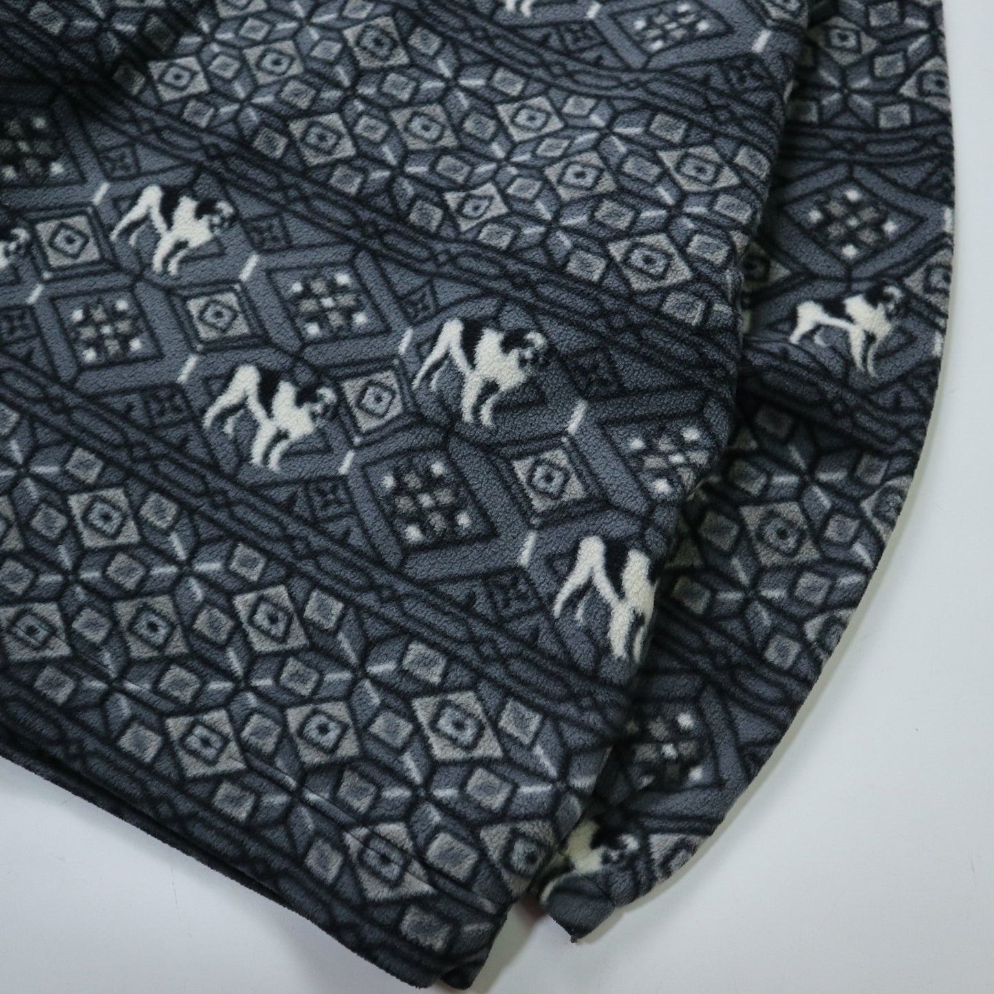 Big Dogs 灰色滿版圖騰抓毛絨套頭衫 - 富士鳥古著