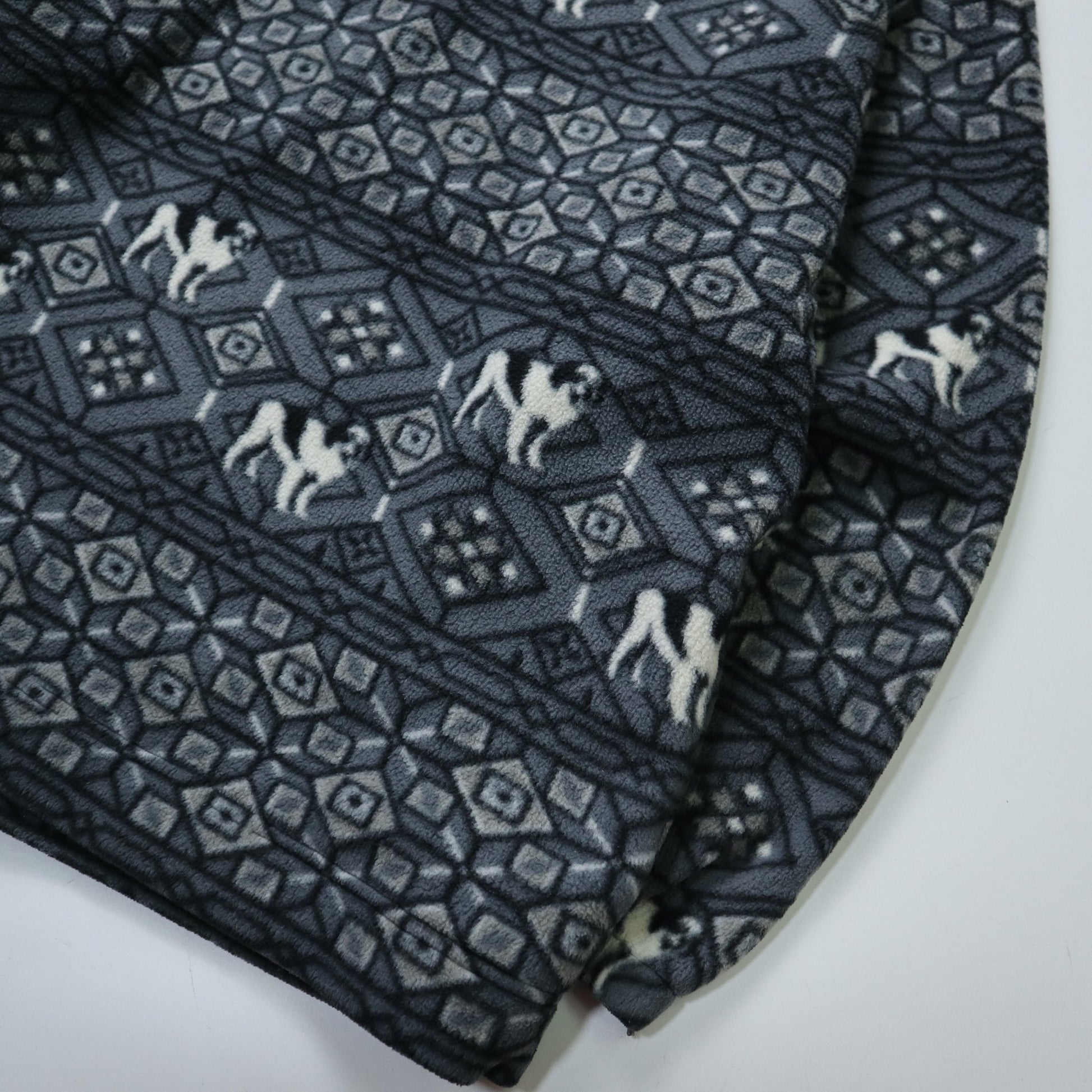 Big Dogs 灰色滿版圖騰抓毛絨套頭衫 - 富士鳥古著