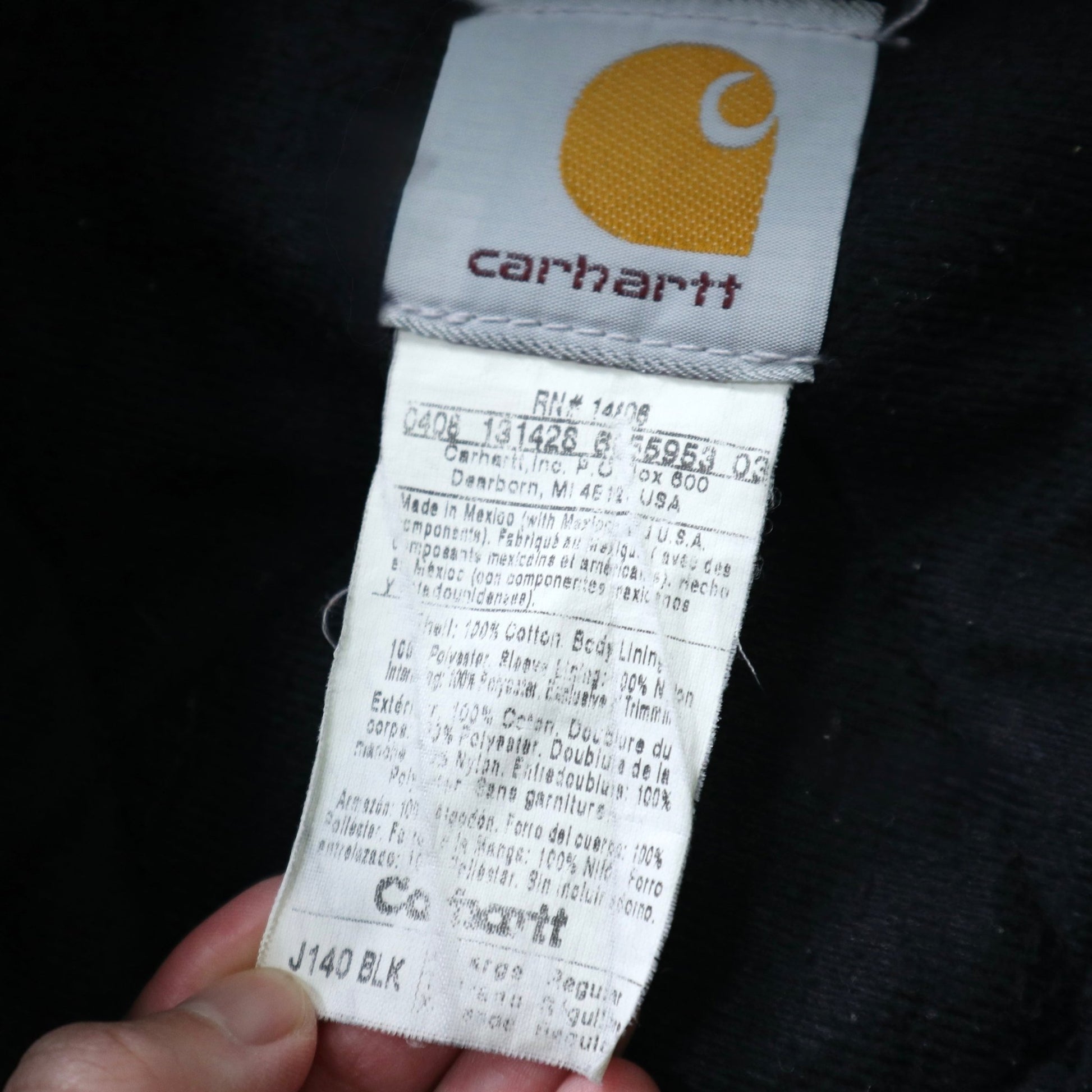 Carhartt J140墨西哥製 黑色帆布連帽工作外套 - 富士鳥古著