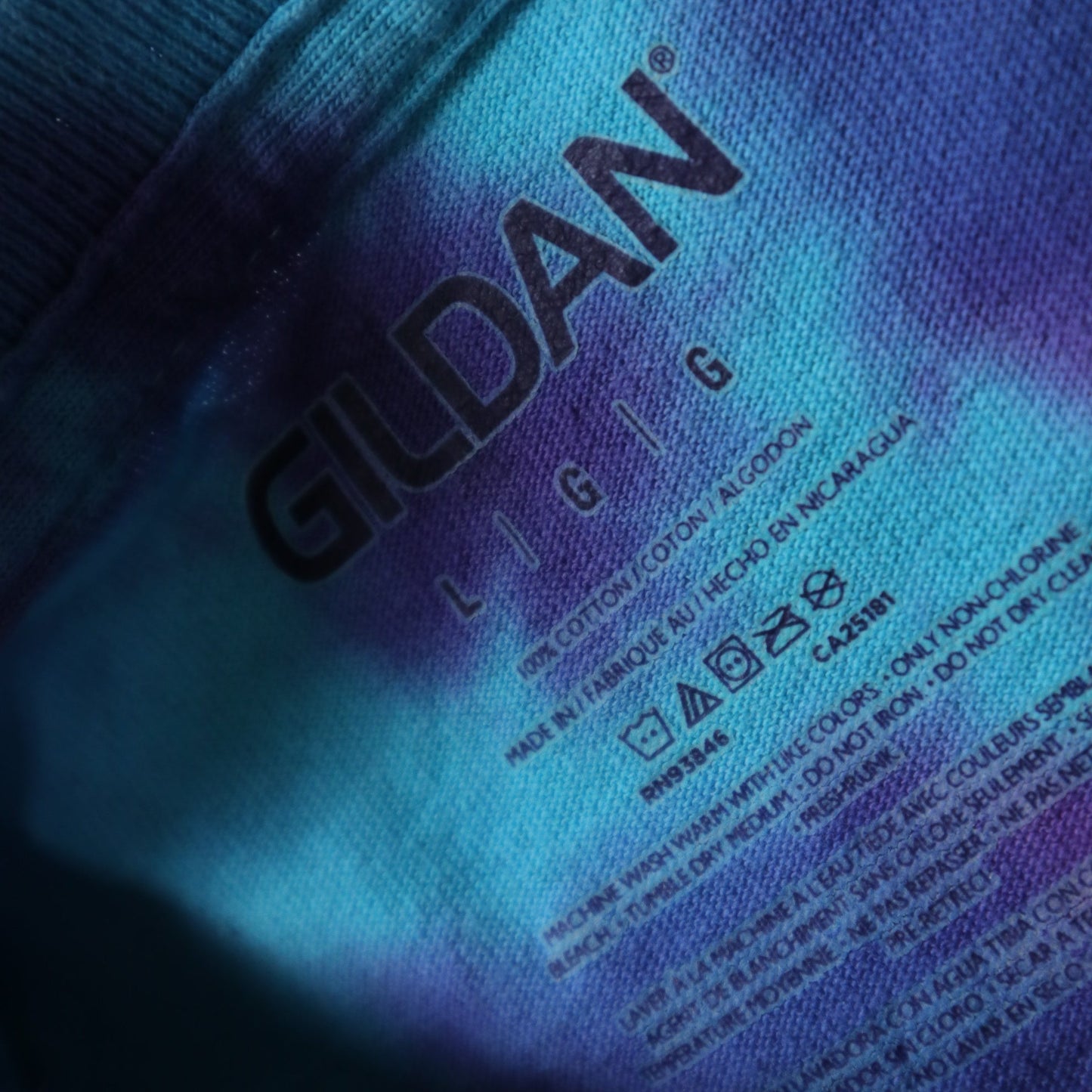 GILDAN 藍色手工紮染T-Shirt - 富士鳥古著