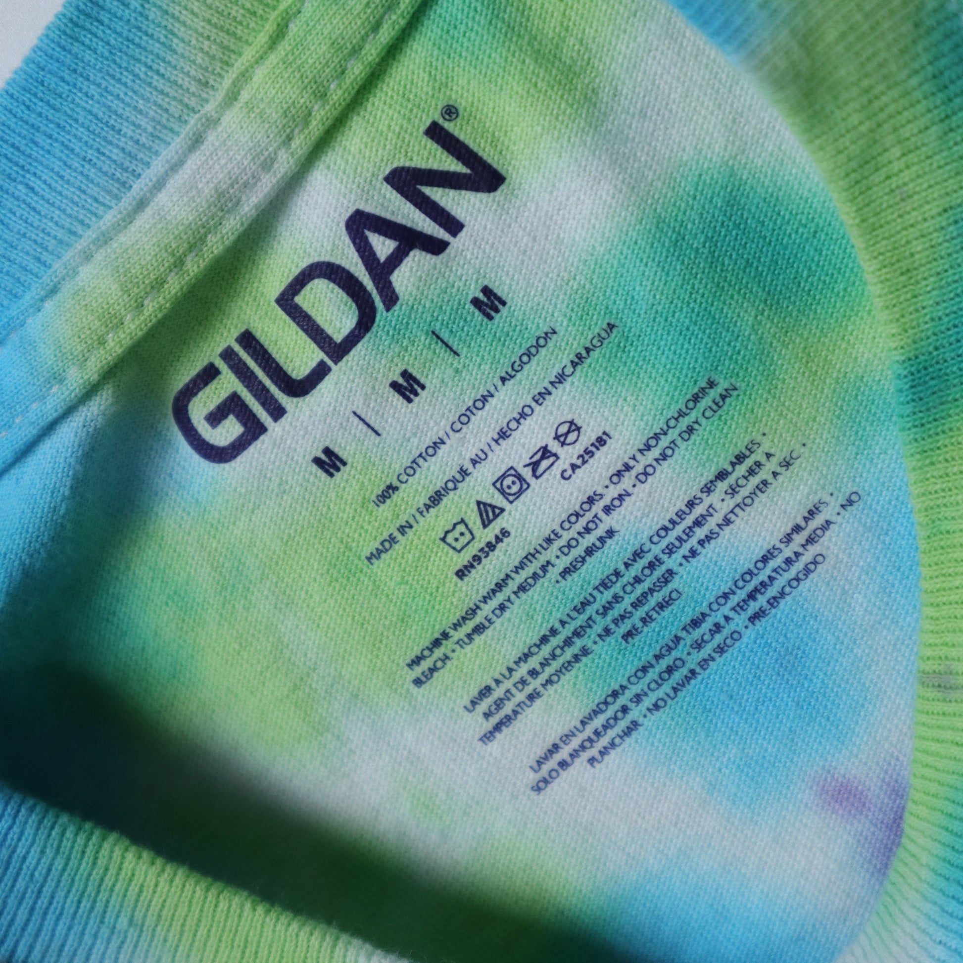 GILDAN 藍色手工紮染T-Shirt - 富士鳥古著