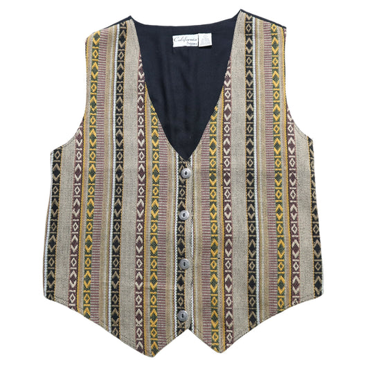 90s brown arrow embroidered tapestry vest