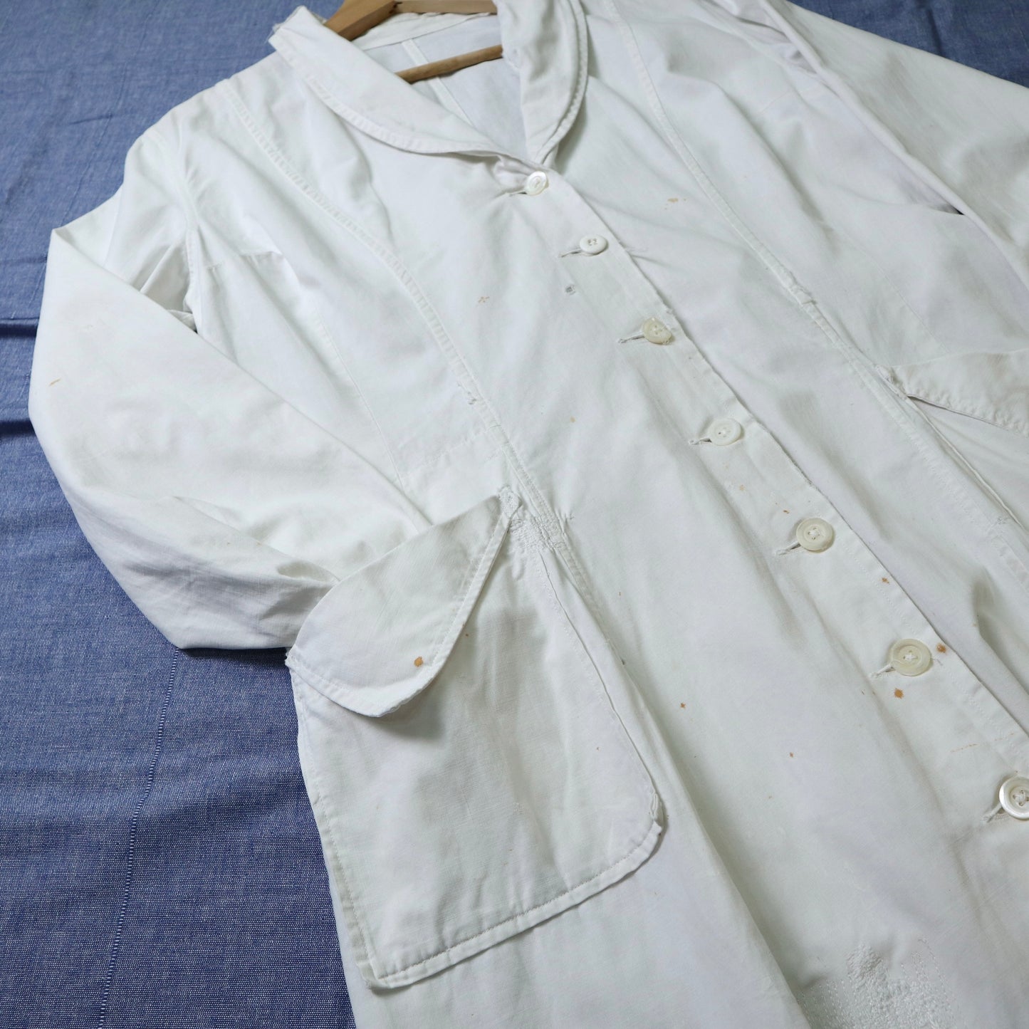 1940-50's French white workwear white French work coat