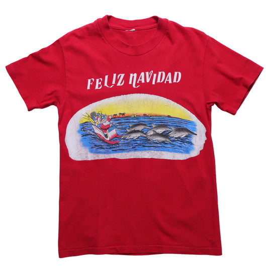 90年代のフェリス・ナヴィダードのサンタクロースとイルカのオフセットTシャツ
