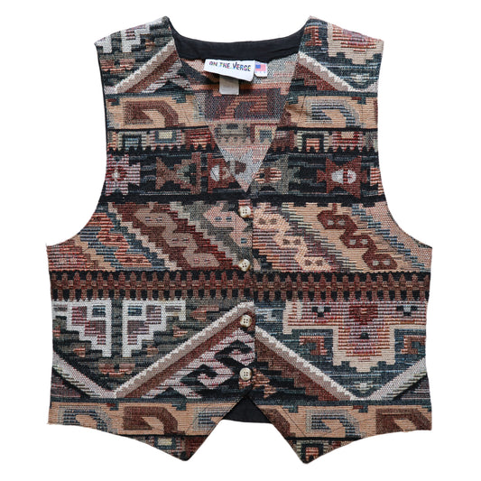 80-90s On The Verge geometric totem tapestry vest made in the United States