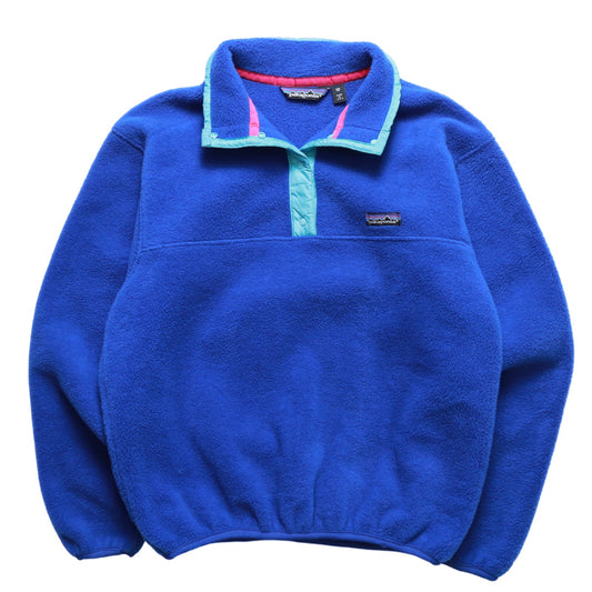 1980s 美國製 Patagonia  寶藍色套頭衫 抓毛絨面料 Fleece Pullover