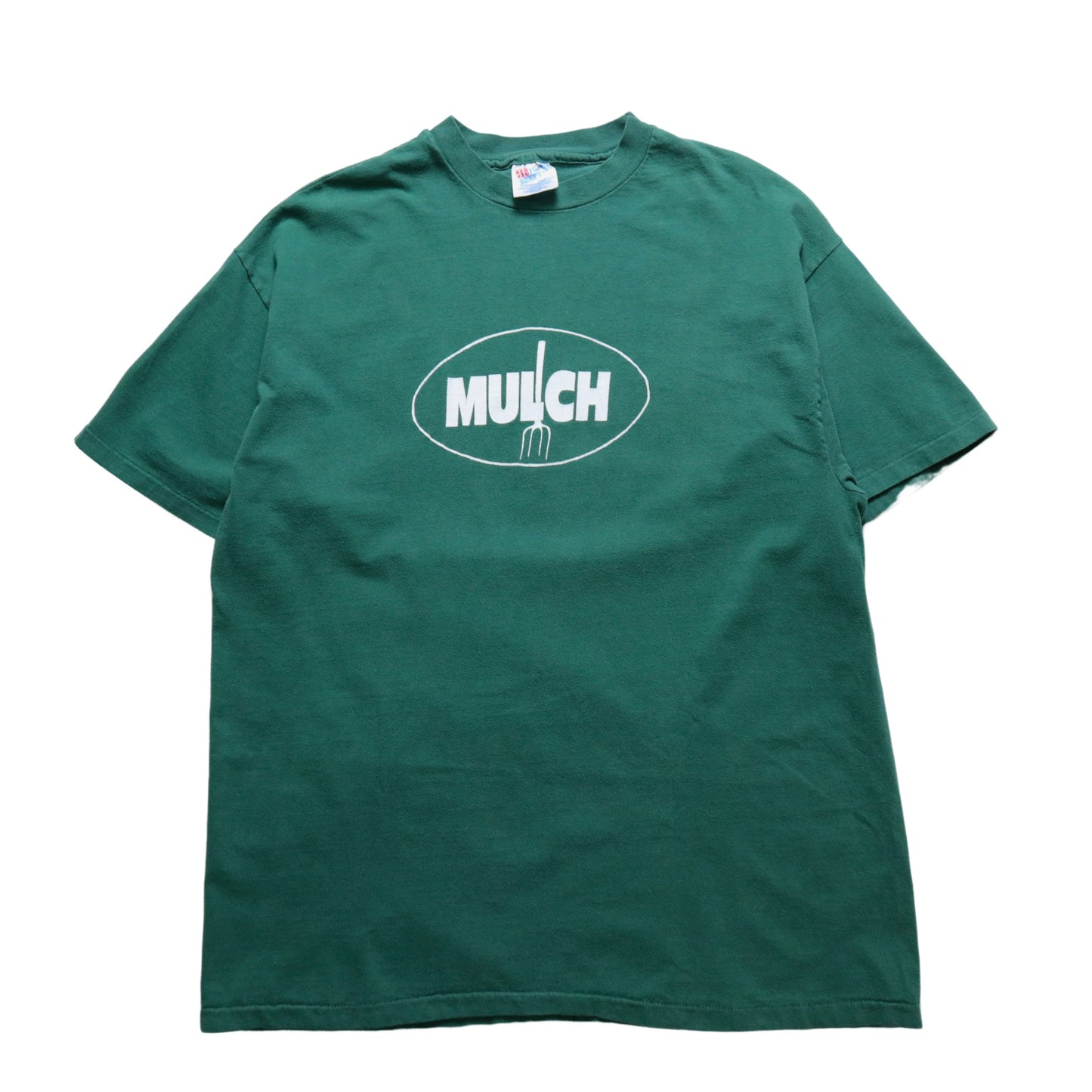 90年代ヘインズ アメリカ製 MULCH グリーンウォッシュオールドオフセットTシャツ