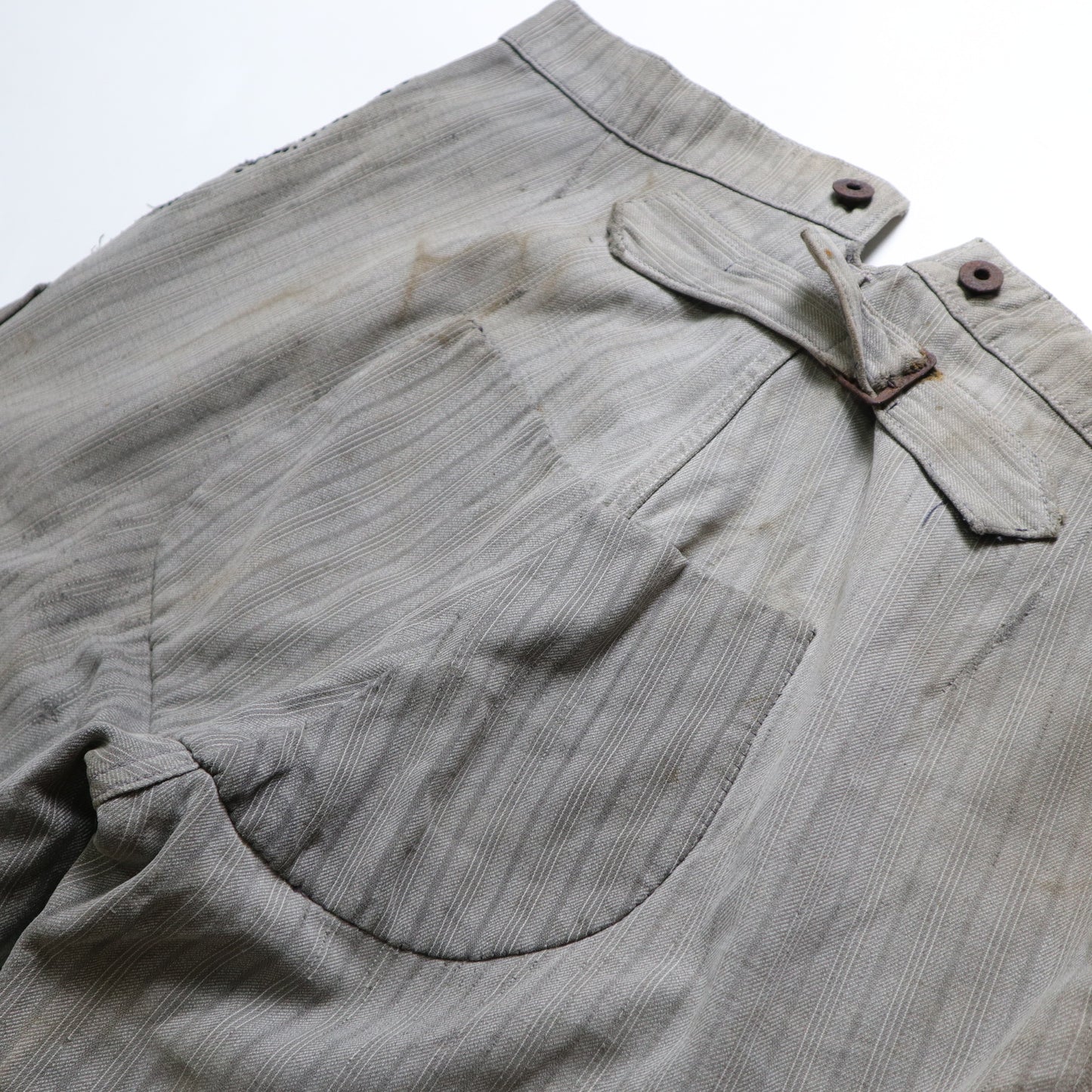 1930's French Striped work trousers French patch work pants
