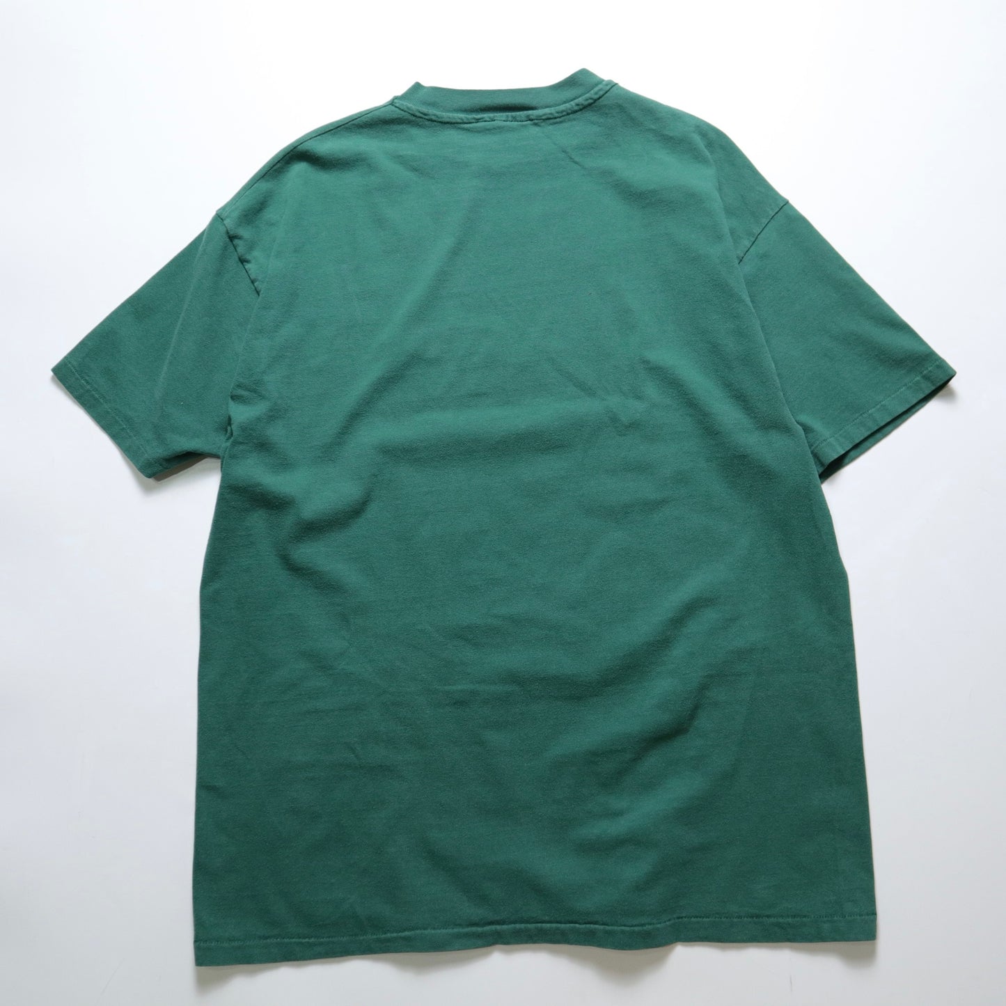 90s Hanes American-made MULCH green washed old offset tee