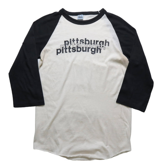 80s The Knits Pittsburgh Colorblock 3/4 Sleeve Baseball Top Made in the USA
