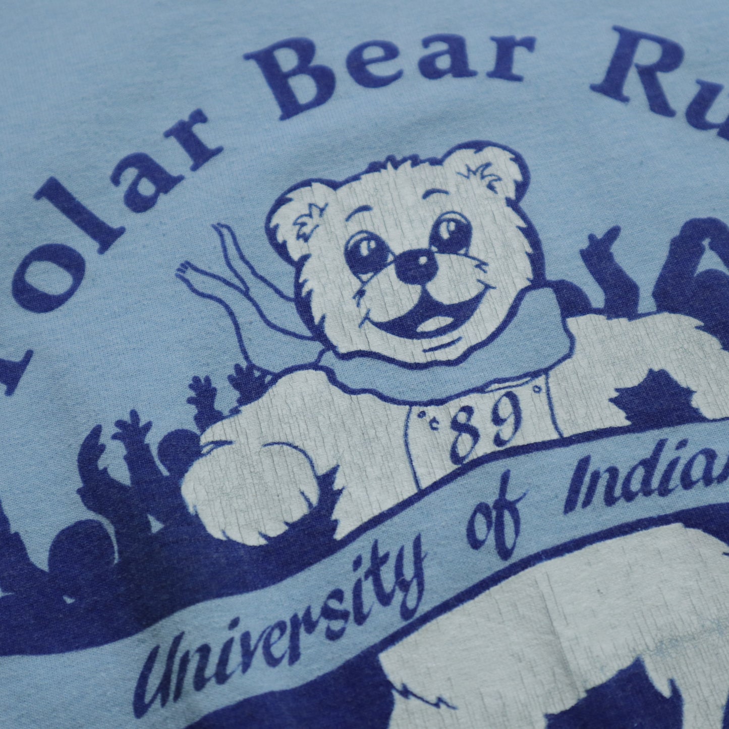 1989 Screen Stars 美國製 印第安納波利斯大學 熊熊賽跑Tee