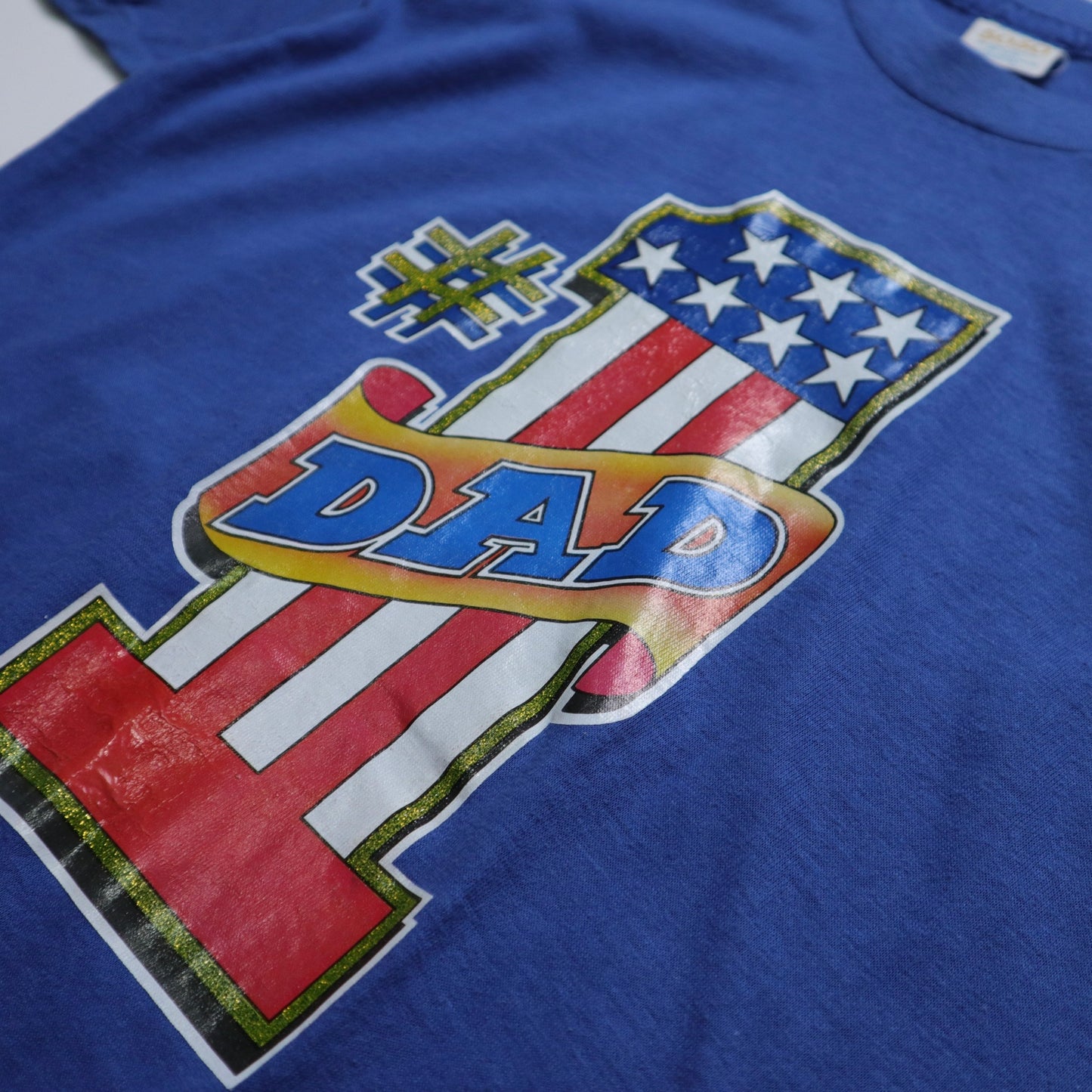 80年代 アメリカ製 50/50 Dad No.1 アメリカ国旗 オフセットプリント Tシャツ