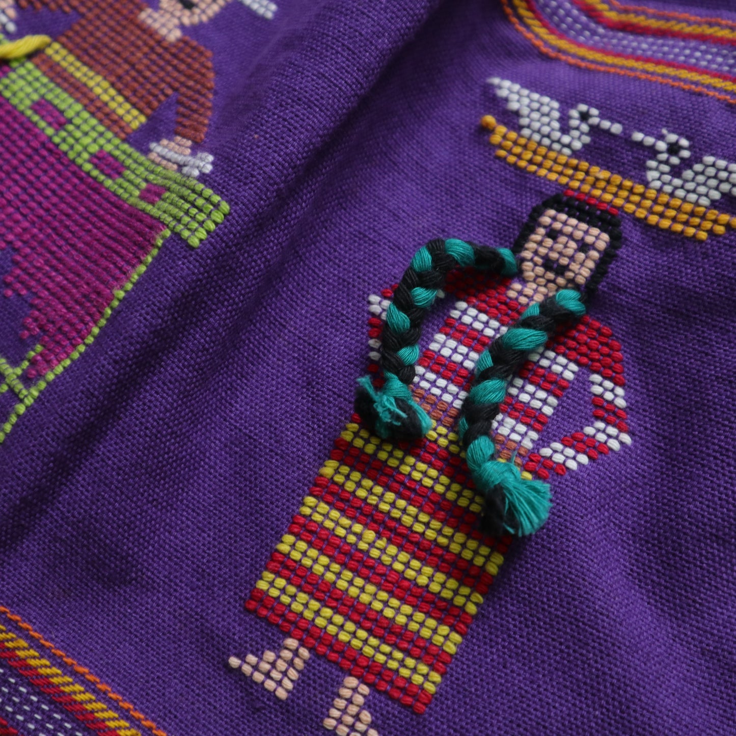 Handmade Guatemalan Apron Purple Guatemalan Hand Embroidered Apron Traditional Peasant Embroidery