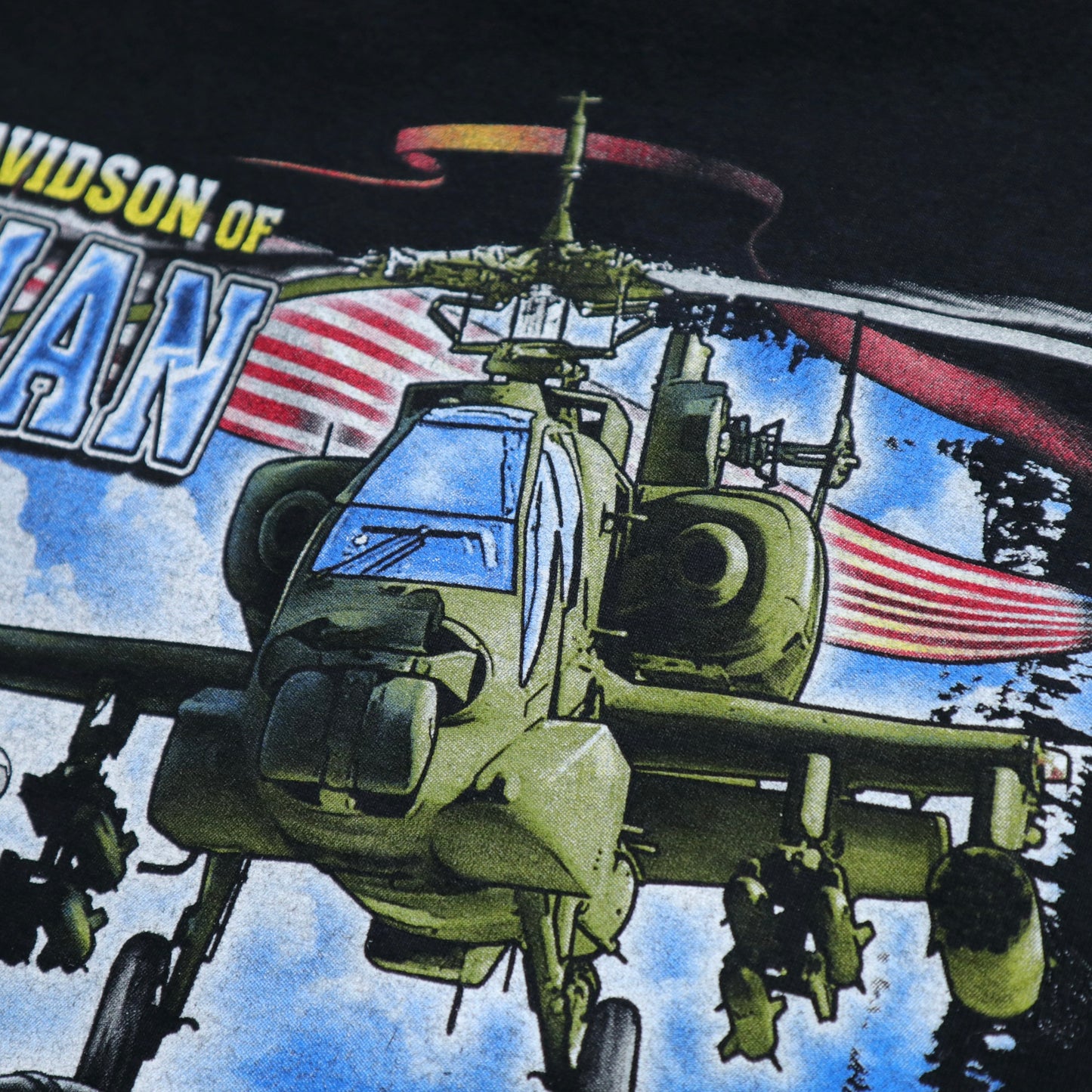 00年代アメリカ製ハーレーダビッドソンヘリコプターと重機トーテムTシャツ