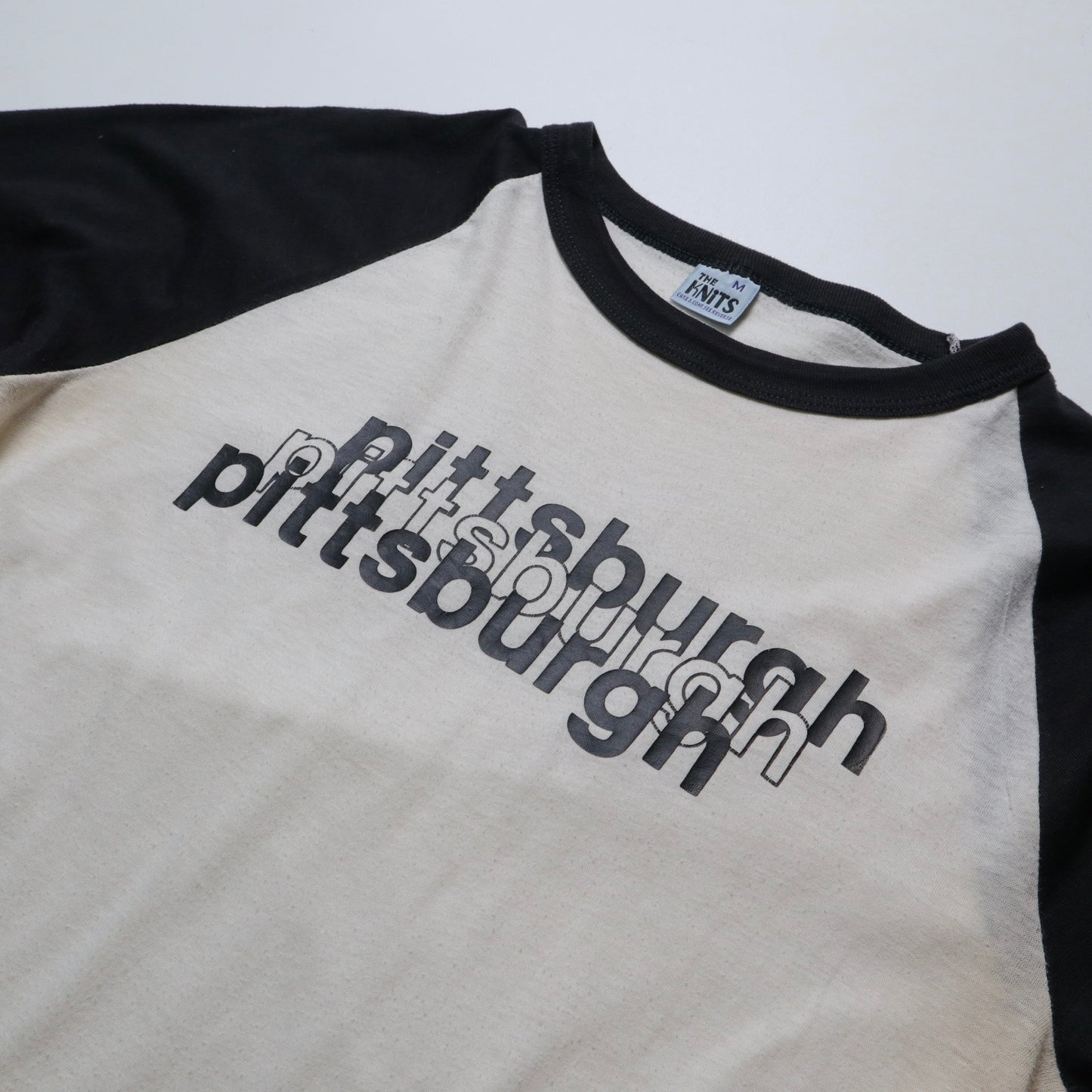 80s The Knits Pittsburgh Colorblock 3/4 Sleeve Baseball Top Made in the USA