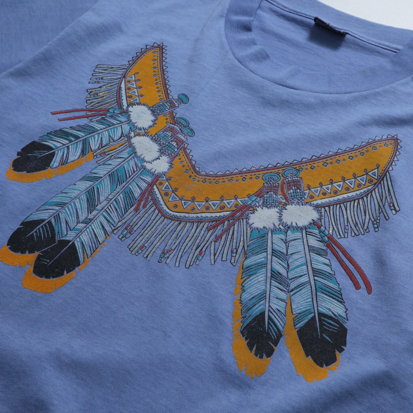 90s Screen Stars American-made 50/50 Indian Feather Totem Tee