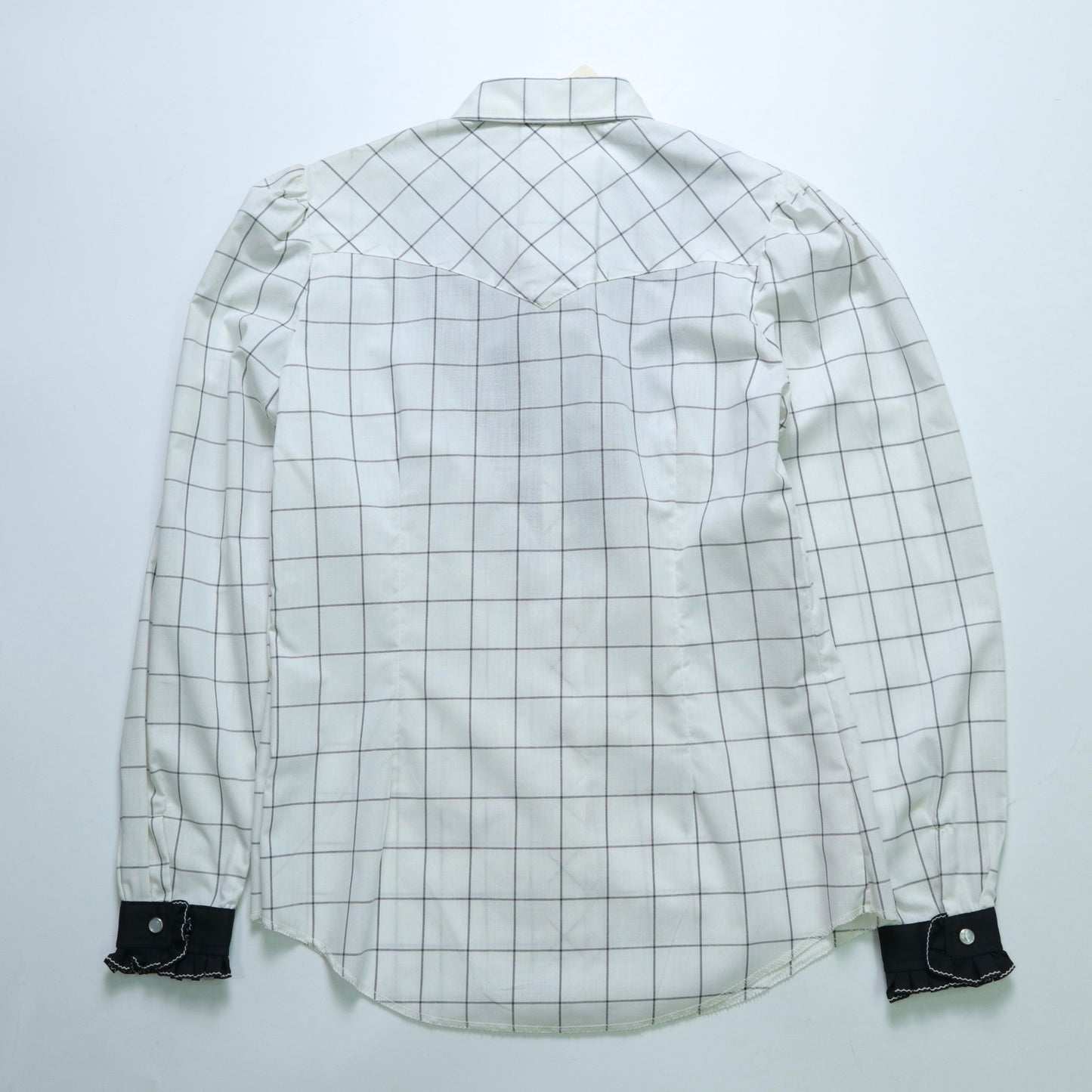 70s new product in stock H BAR C American-made fungus piping plaid puff-sleeve western shirt