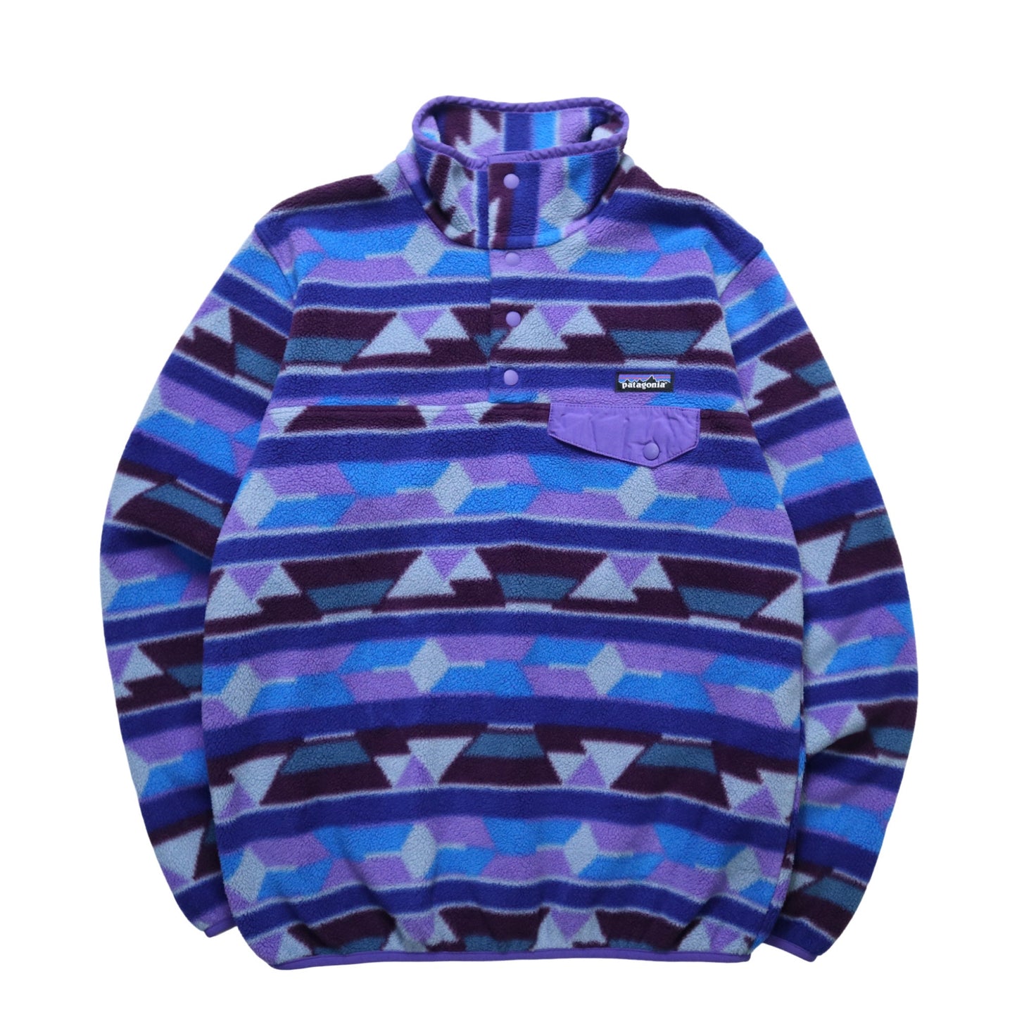 Patagonia 紫色幾何圖騰抓毛絨套頭衫 - 富士鳥古著