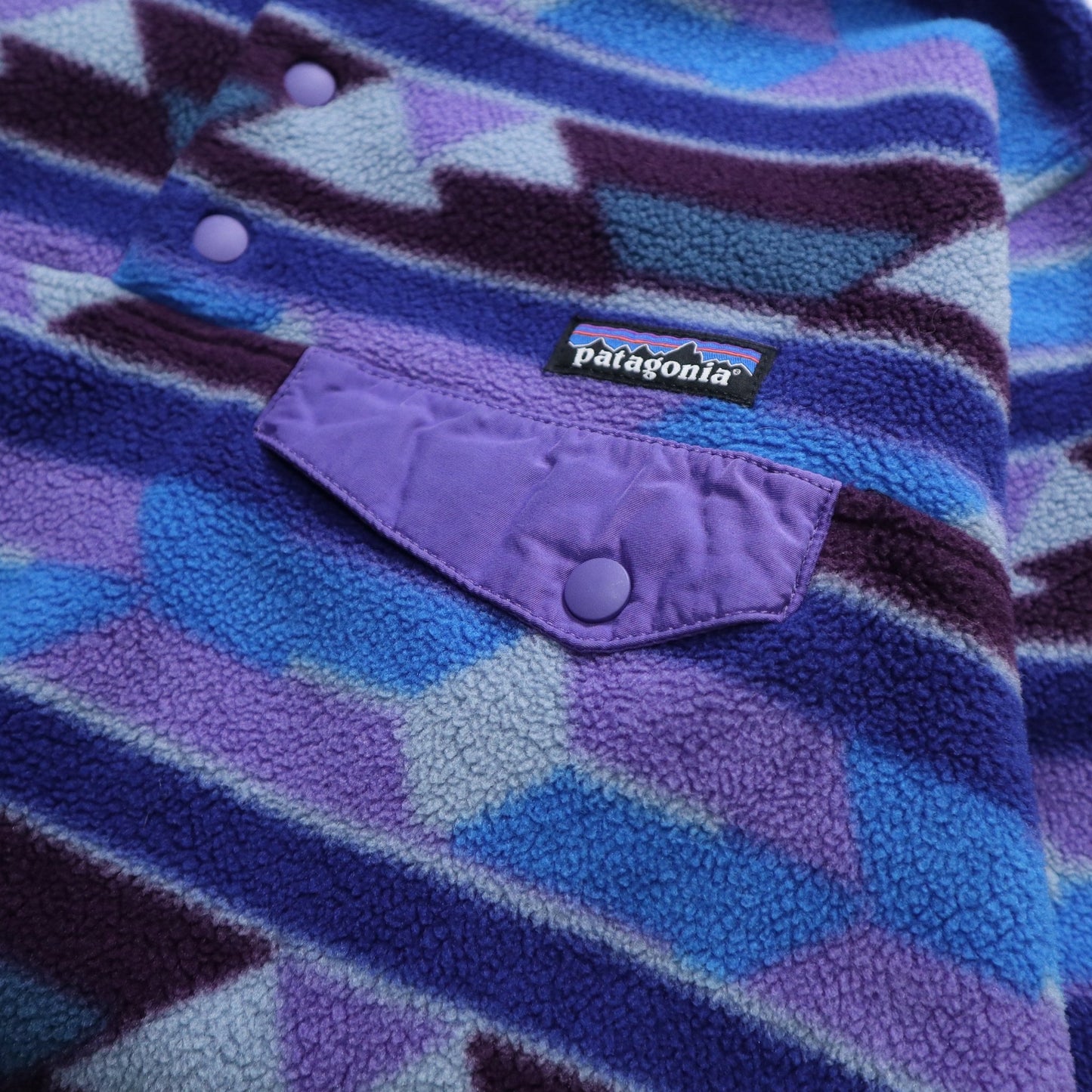 Patagonia 紫色幾何圖騰抓毛絨套頭衫 - 富士鳥古著