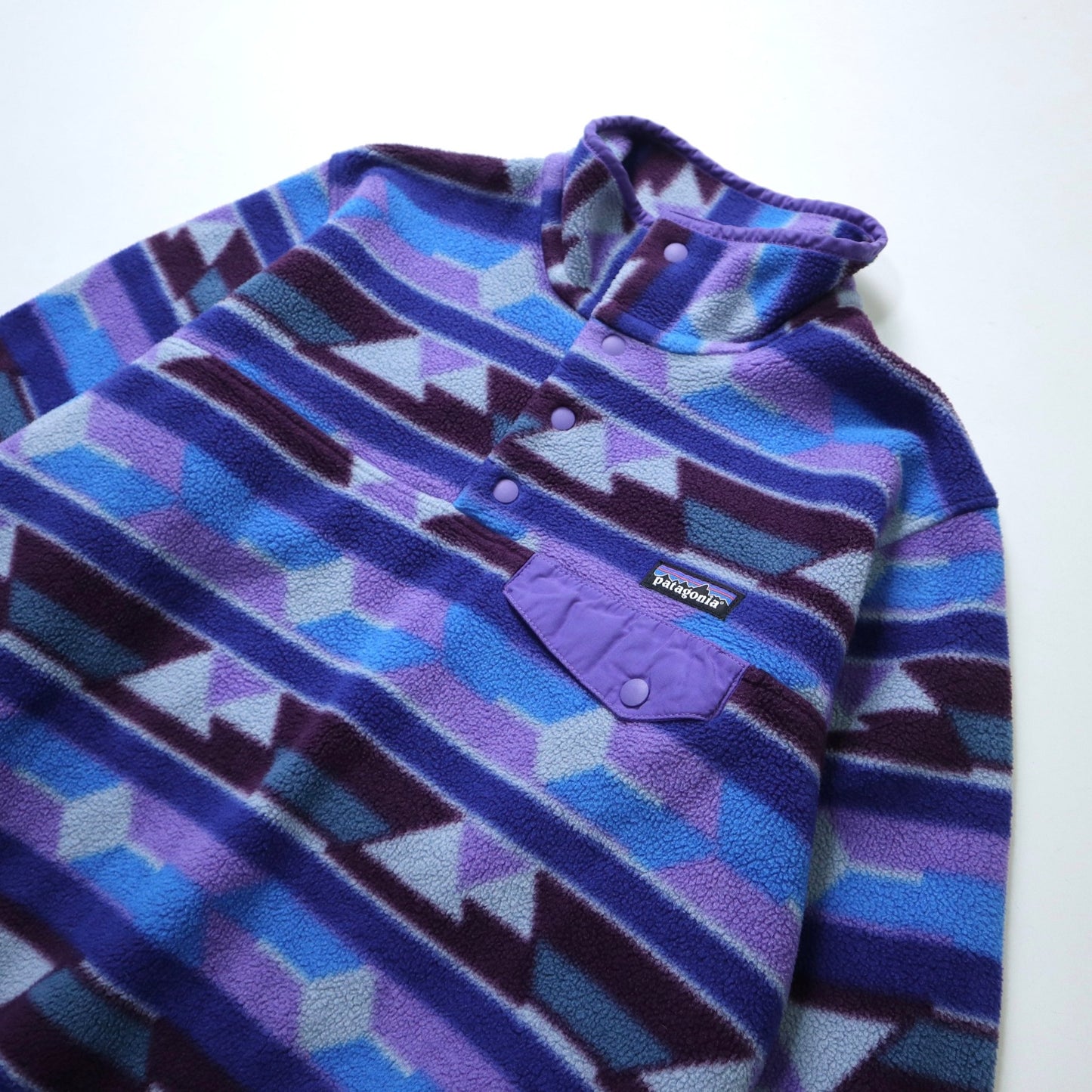 Patagonia 紫色幾何圖騰抓毛絨套頭衫 - 富士鳥古著