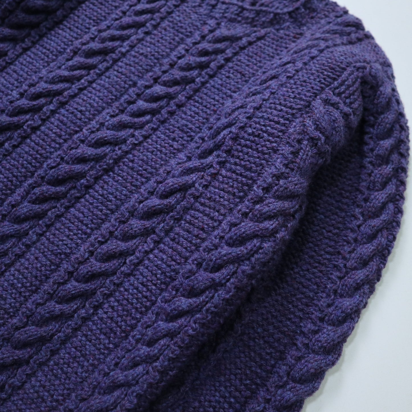 藍紫色羊毛手織漁夫毛衣 - 富士鳥古著