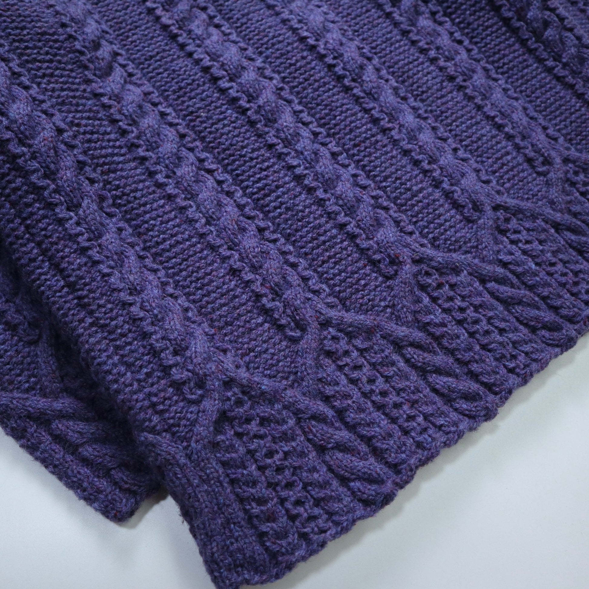 藍紫色羊毛手織漁夫毛衣 - 富士鳥古著