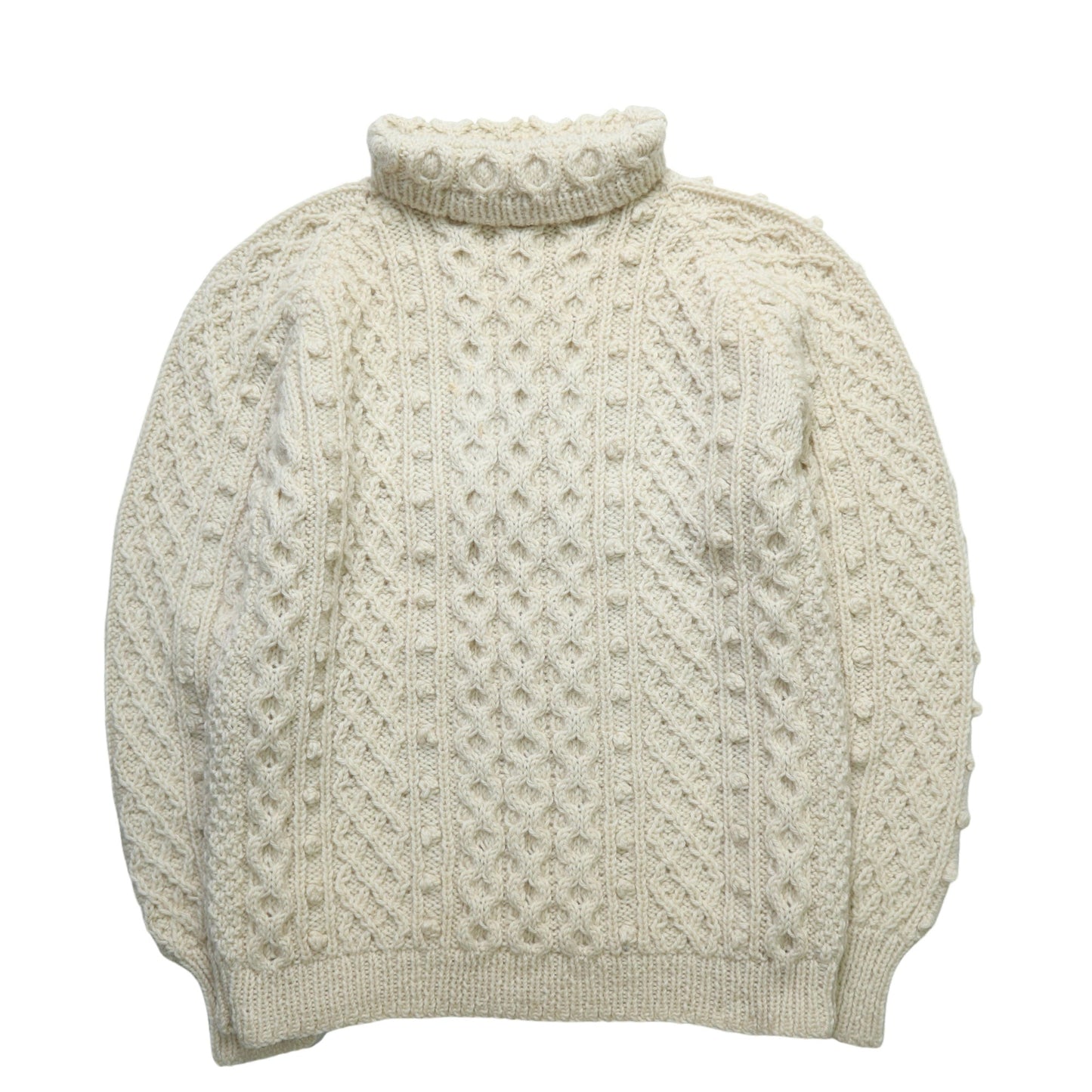 羊毛手織高領漁夫毛衣 - 富士鳥古著