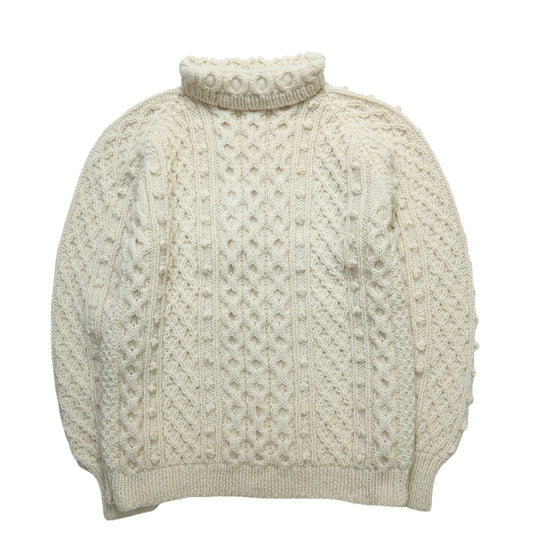 羊毛手織高領漁夫毛衣 - 富士鳥古著