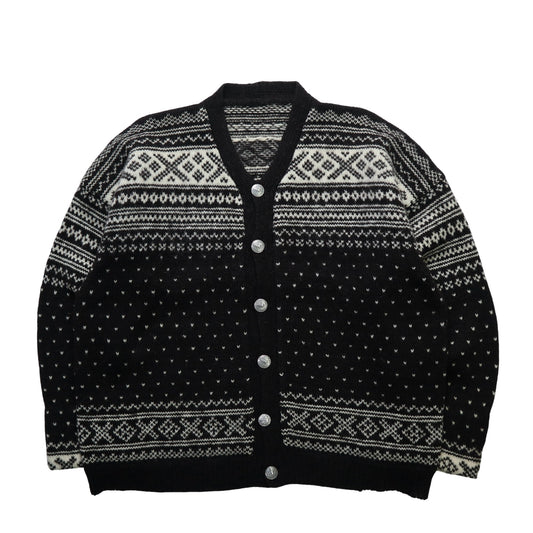 幾何圖騰挪威羊毛開襟針織衫 - 富士鳥古著