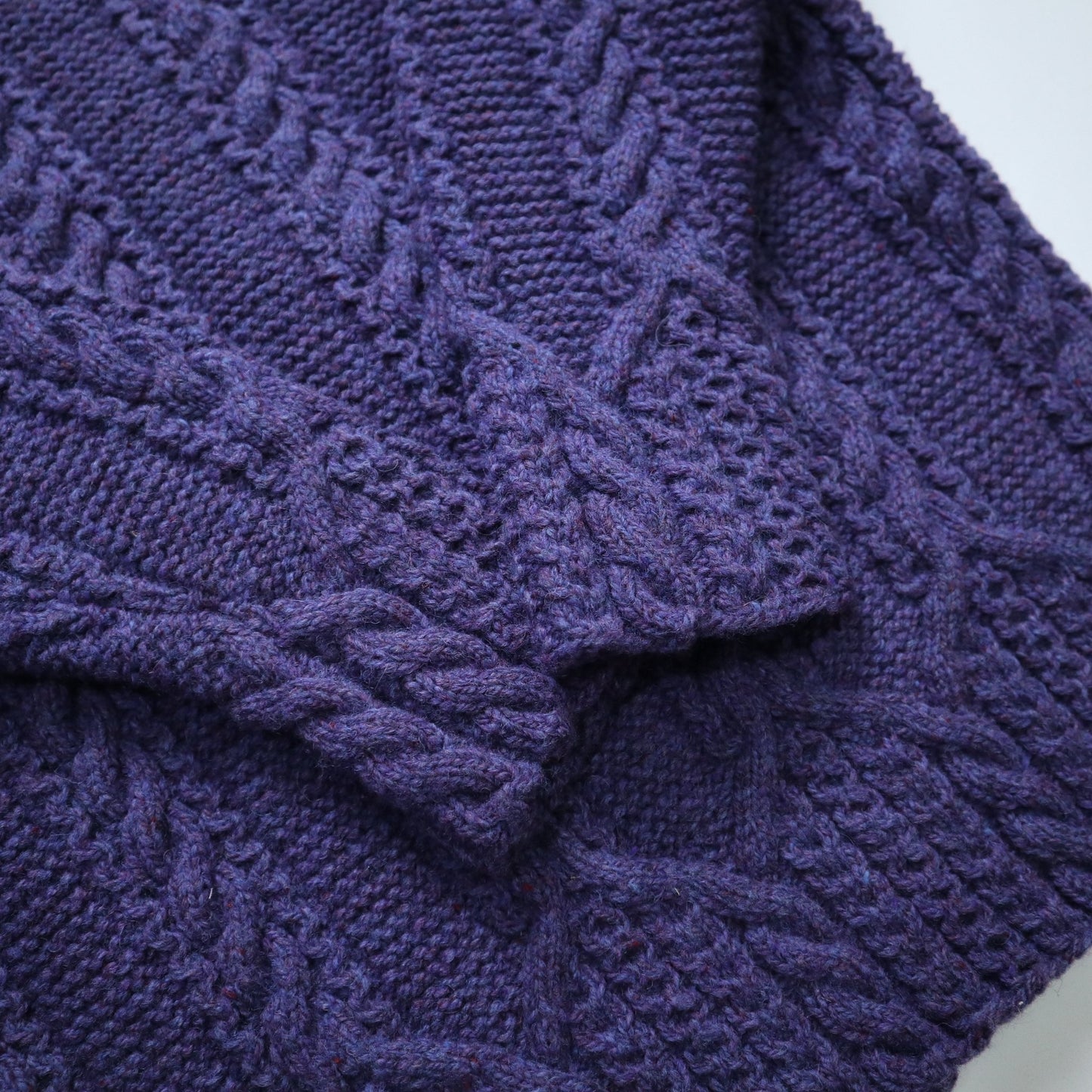 藍紫色羊毛手織漁夫毛衣 - 富士鳥古著