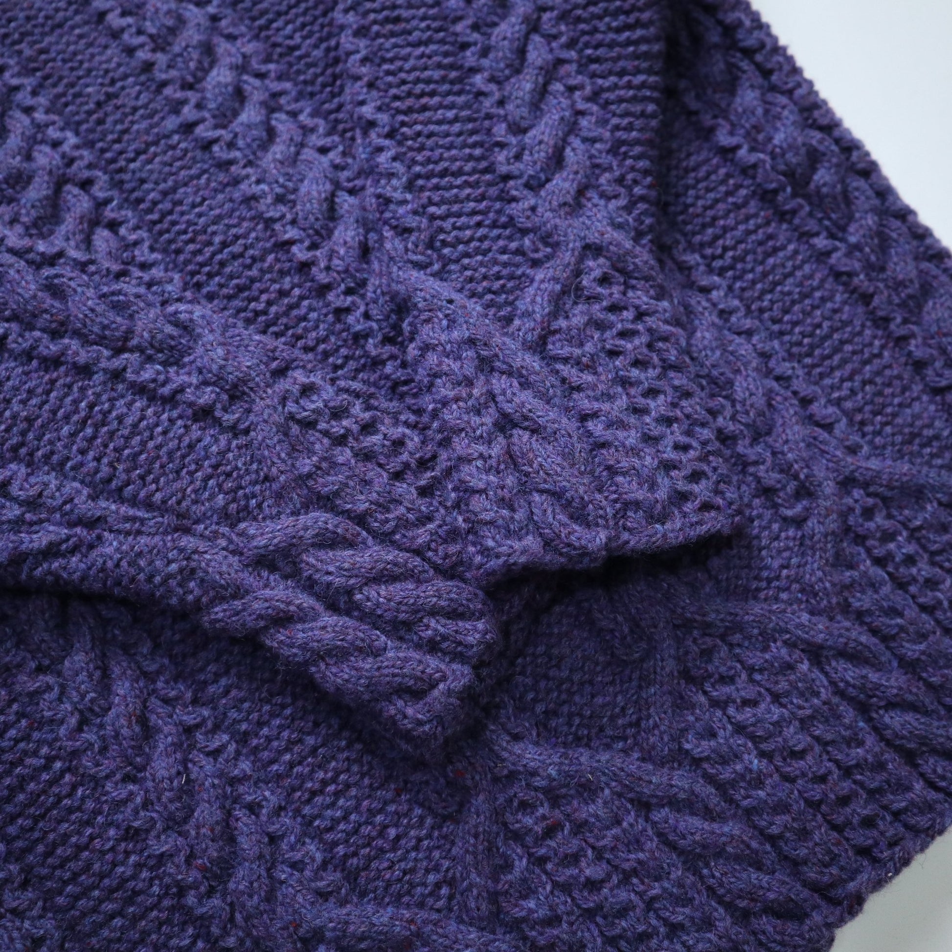 藍紫色羊毛手織漁夫毛衣 - 富士鳥古著
