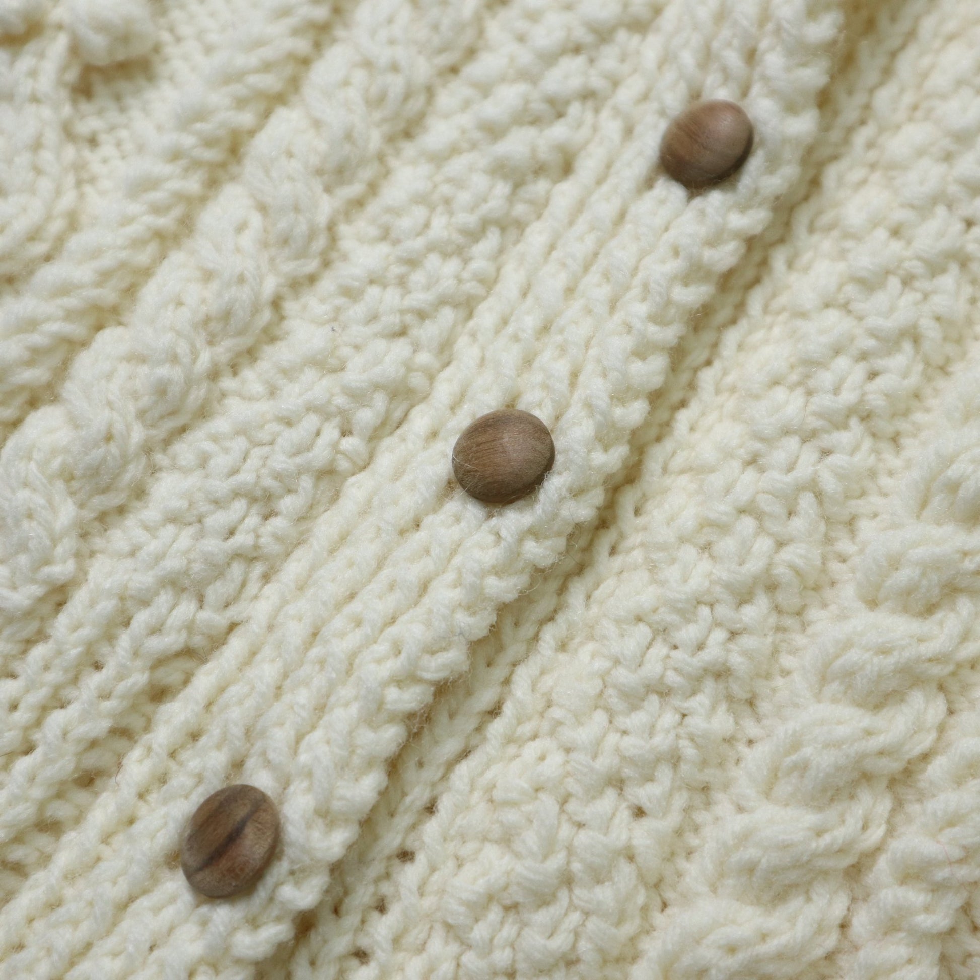 羊毛手織漁夫背心/木紋圓扣 - 富士鳥古著