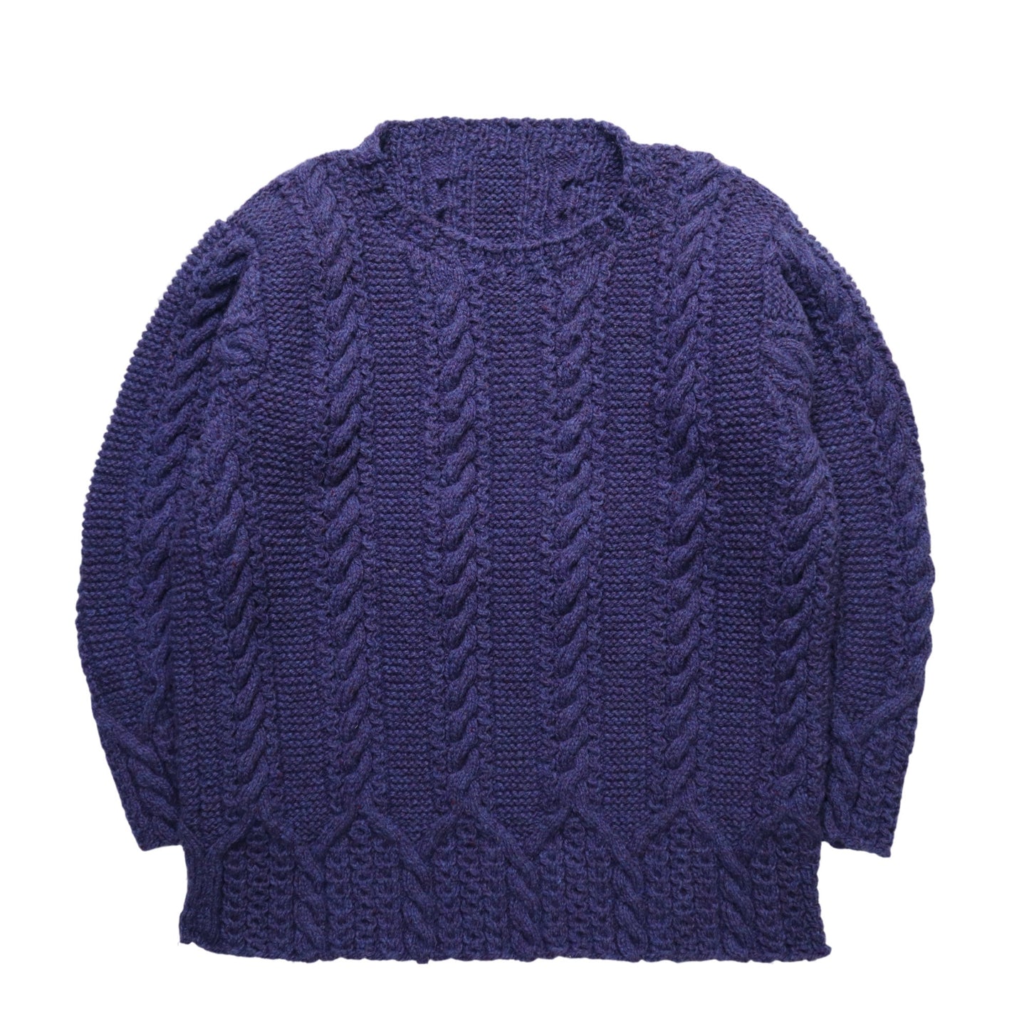 藍紫色羊毛手織漁夫毛衣 - 富士鳥古著