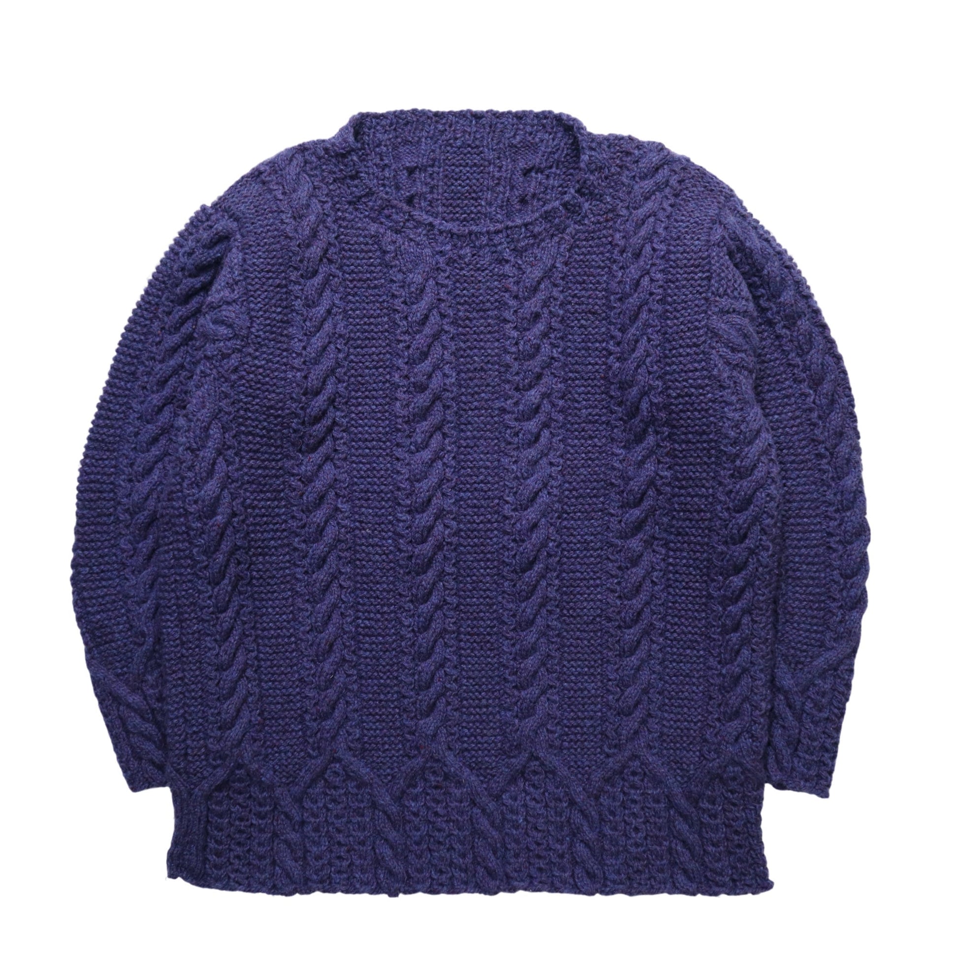 藍紫色羊毛手織漁夫毛衣 - 富士鳥古著