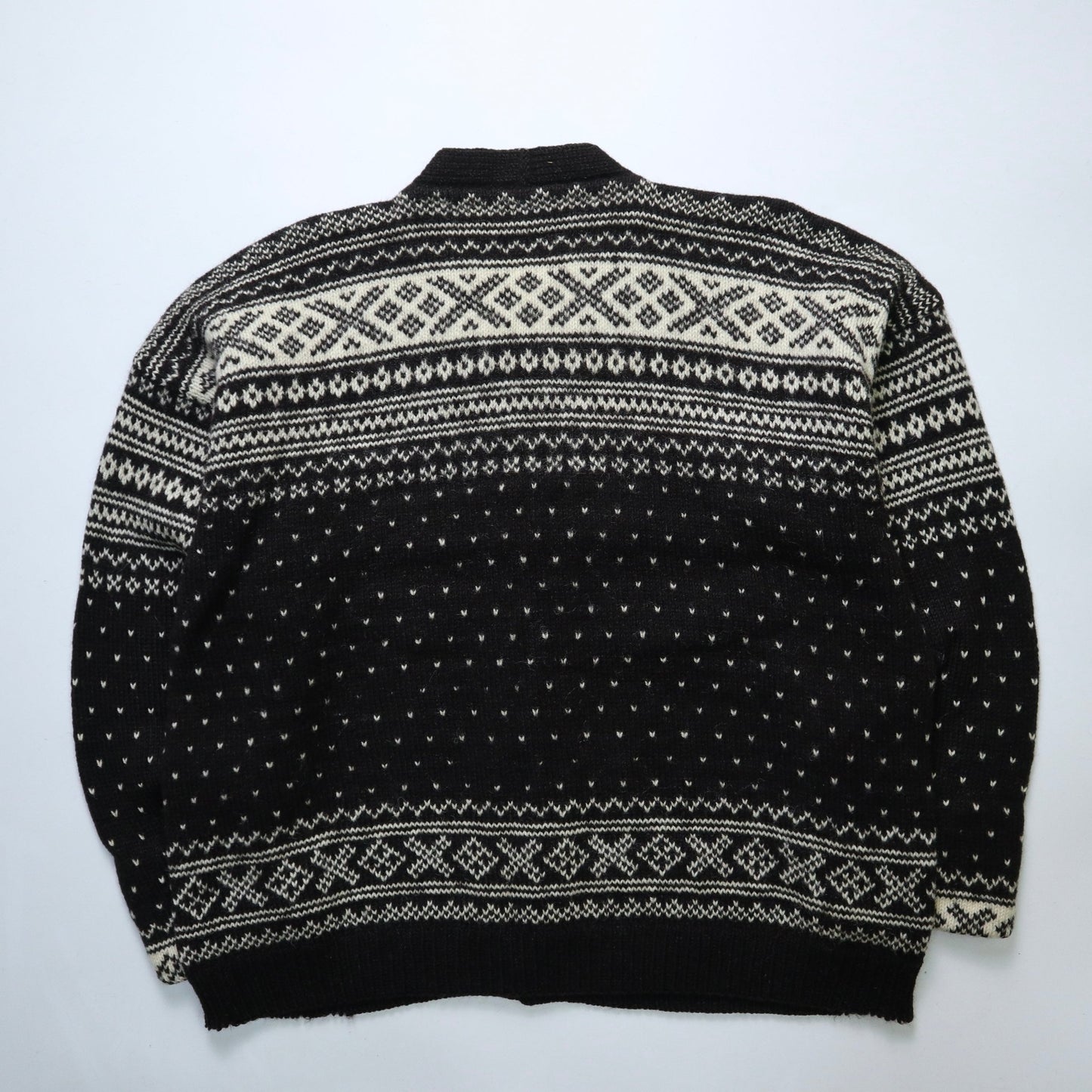 幾何圖騰挪威羊毛開襟針織衫 - 富士鳥古著