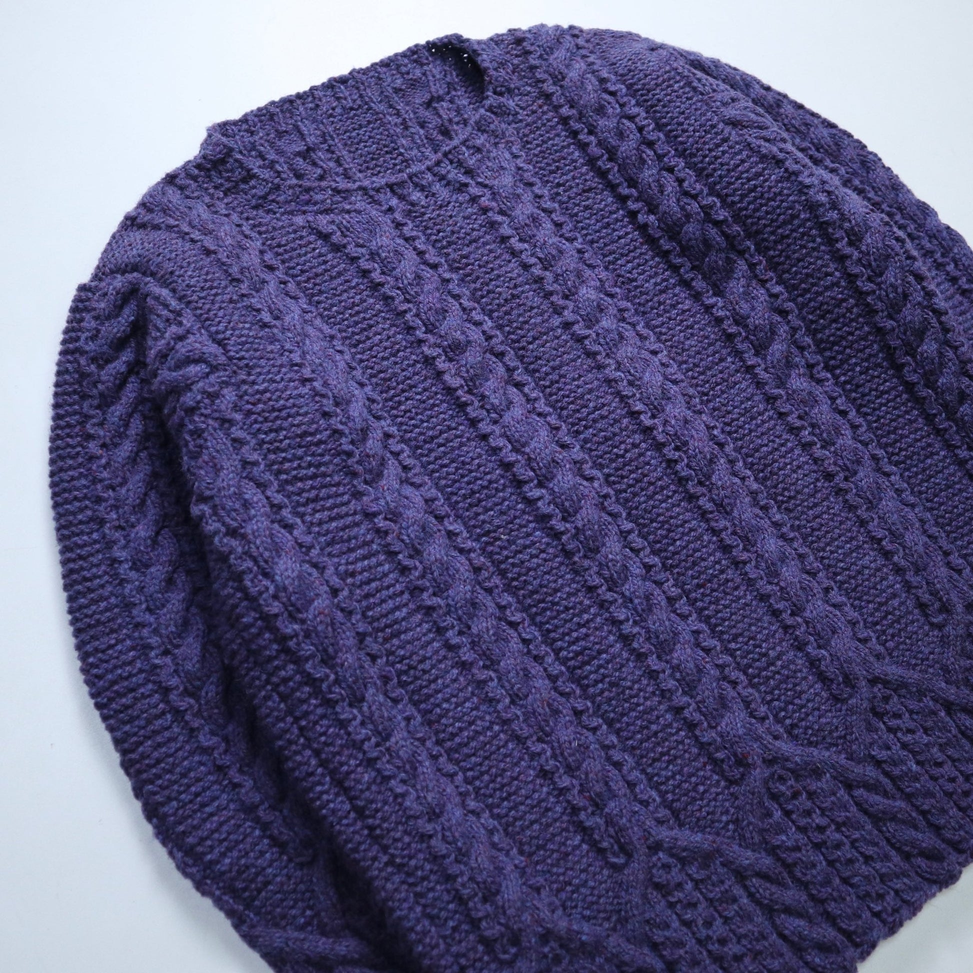 藍紫色羊毛手織漁夫毛衣 - 富士鳥古著