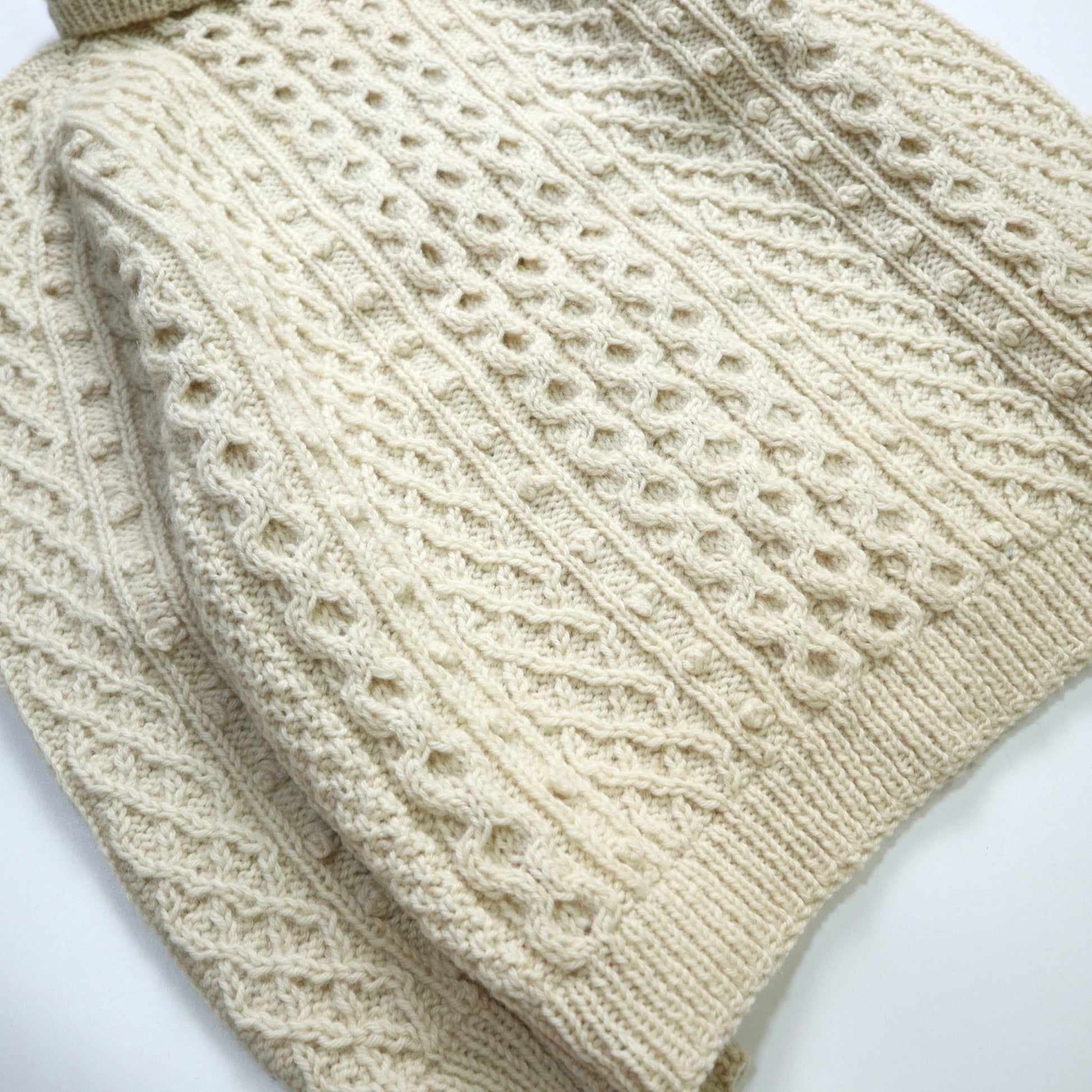 羊毛手織高領漁夫毛衣 - 富士鳥古著