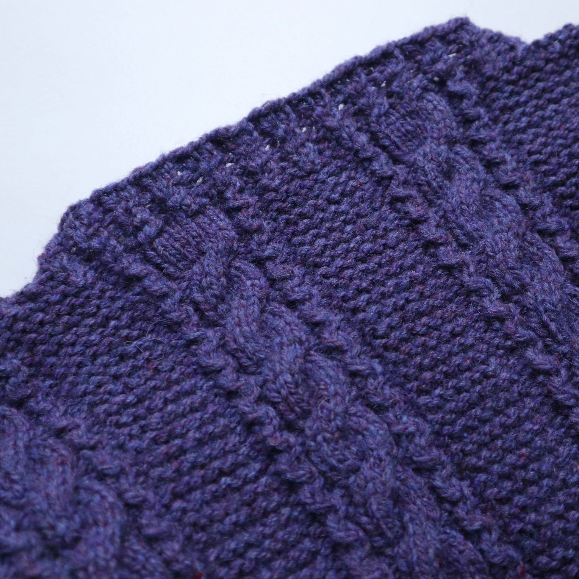 藍紫色羊毛手織漁夫毛衣 - 富士鳥古著