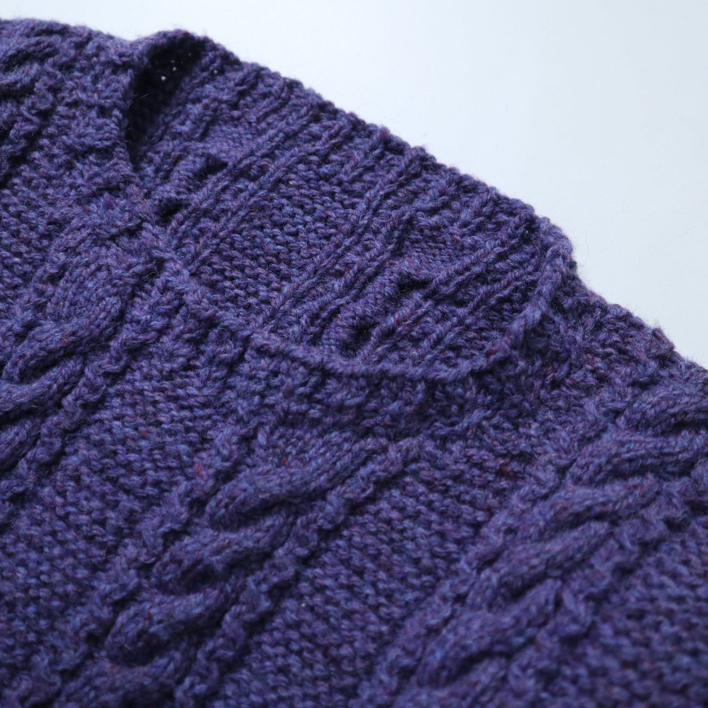 藍紫色羊毛手織漁夫毛衣 - 富士鳥古著