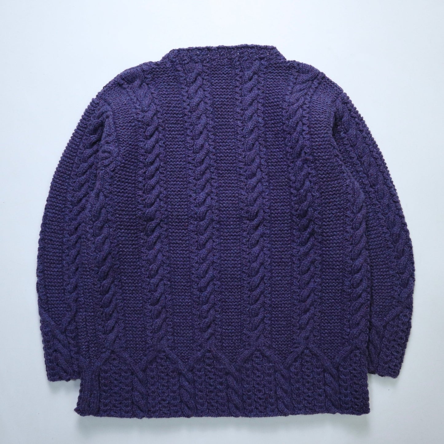藍紫色羊毛手織漁夫毛衣 - 富士鳥古著