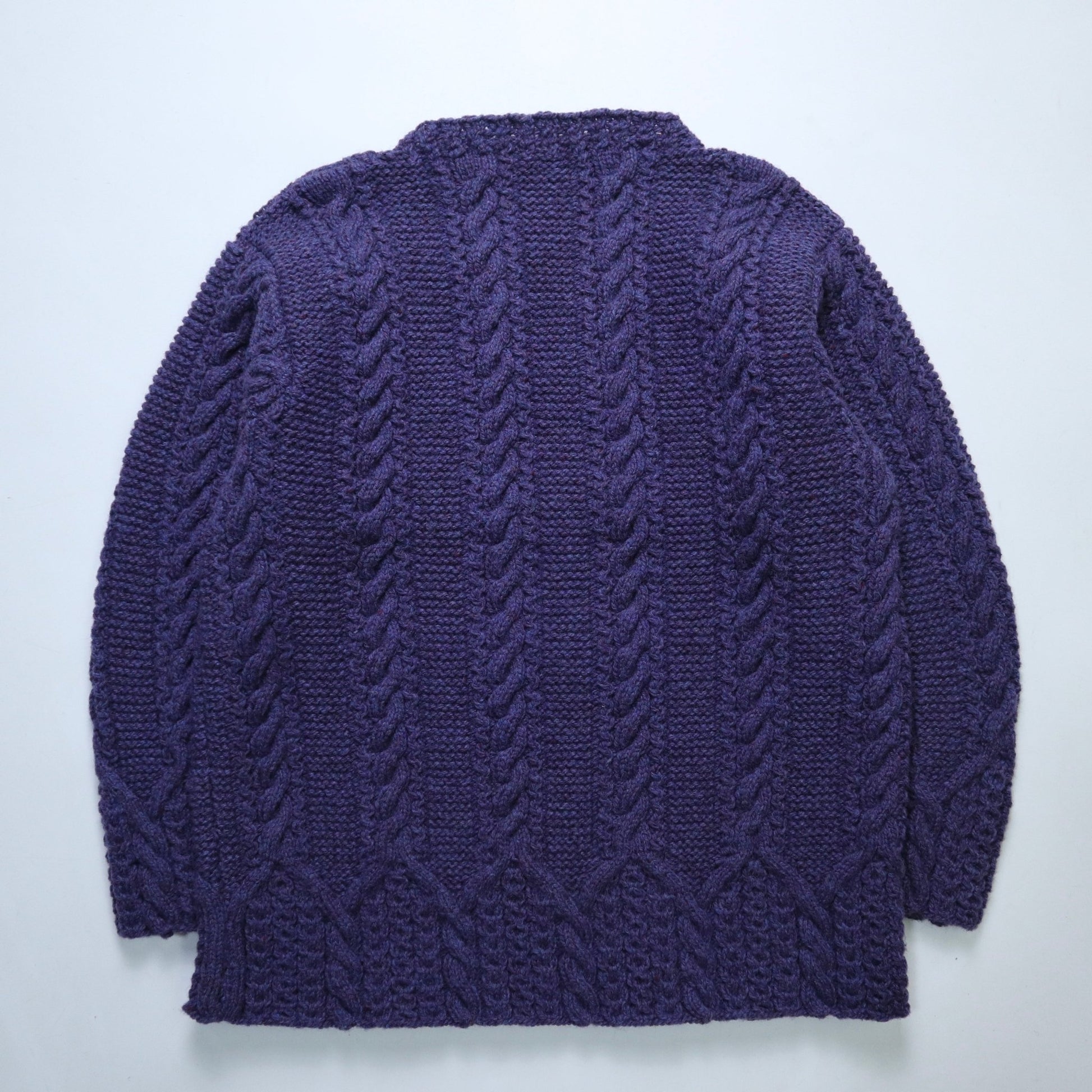 藍紫色羊毛手織漁夫毛衣 - 富士鳥古著