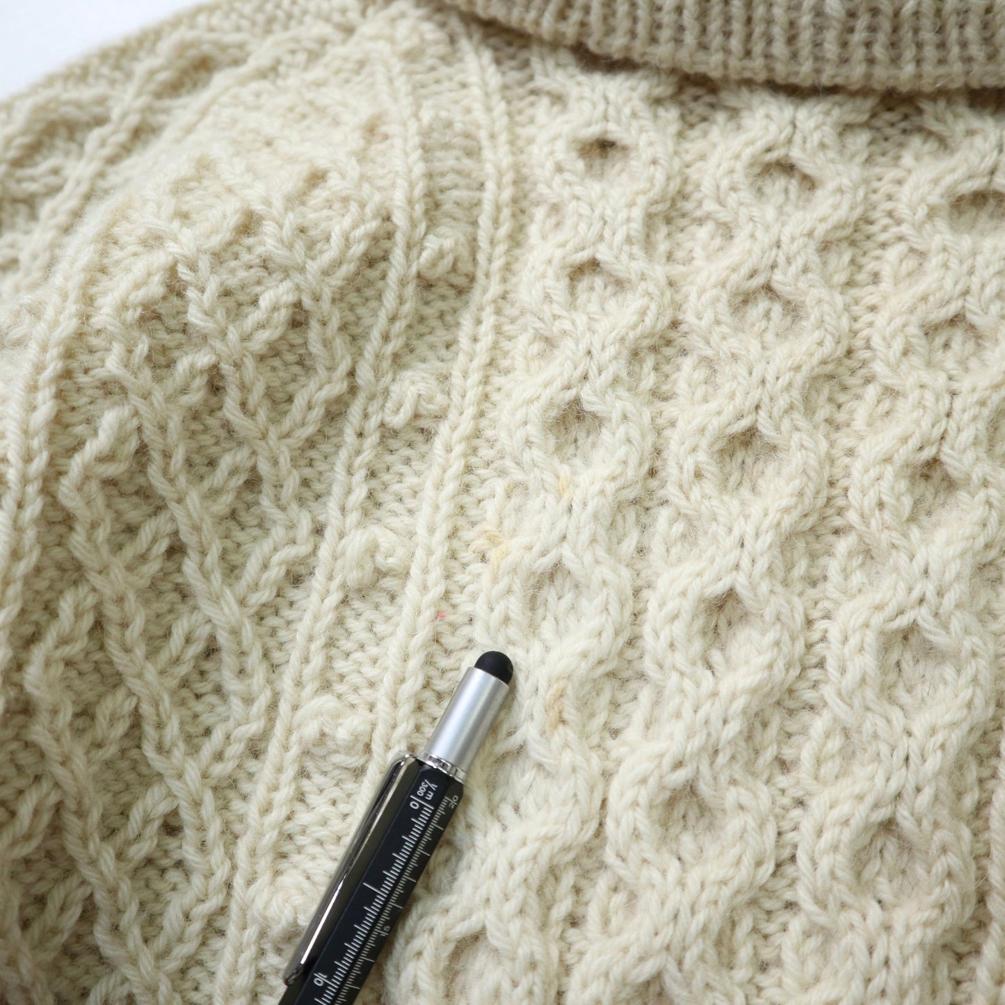 羊毛手織高領漁夫毛衣 - 富士鳥古著