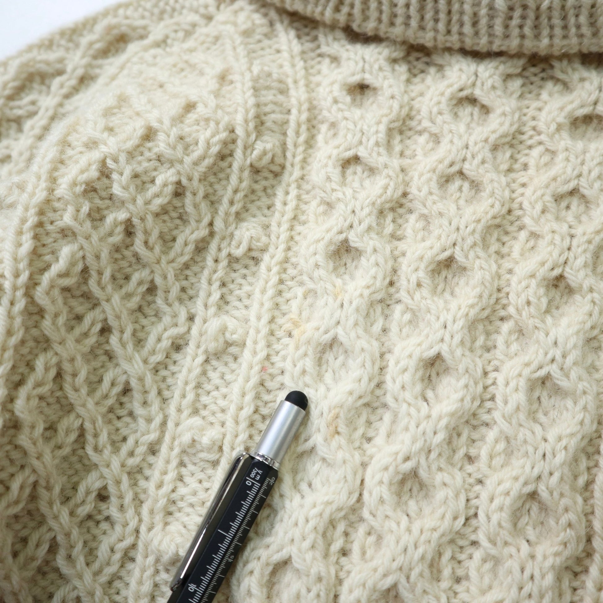 羊毛手織高領漁夫毛衣 - 富士鳥古著